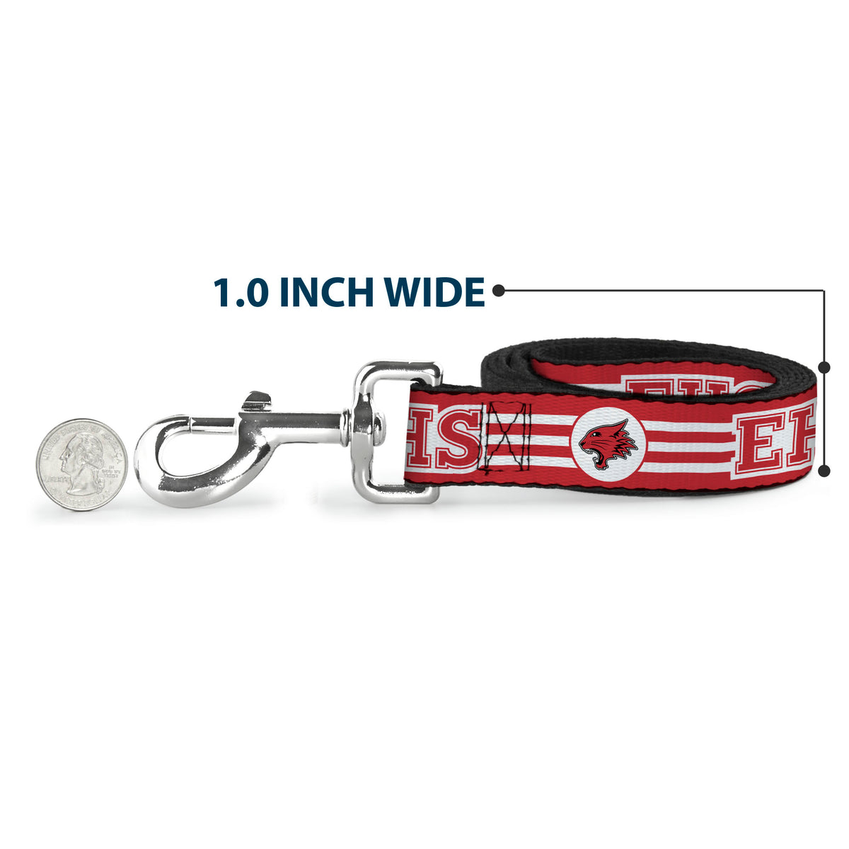Dog Leash - High School Musical East High School EHS Wildcats Logo/Stripe White/Red Dog Leashes Disney