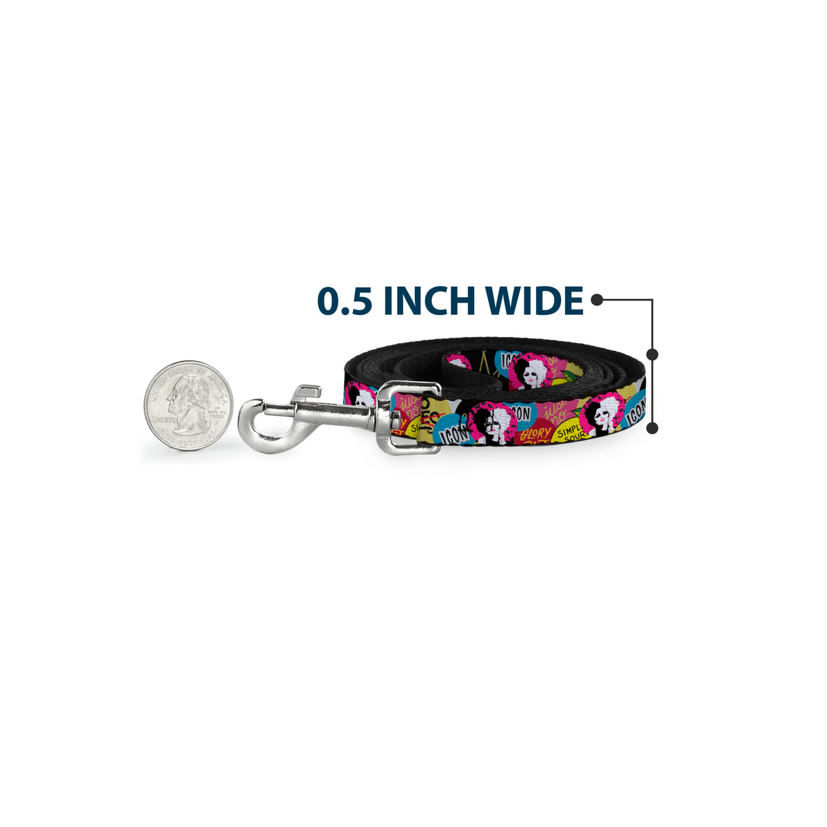 Dog Leash - Cruella de Vil Cruell World and Round Badge Icons Collage Dog Leashes Disney