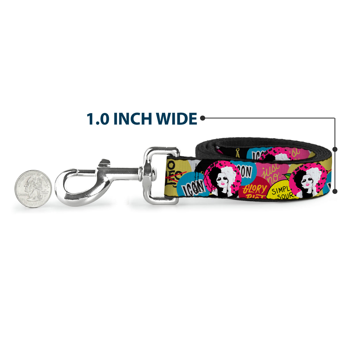 Dog Leash - Cruella de Vil Cruell World and Round Badge Icons Collage Dog Leashes Disney