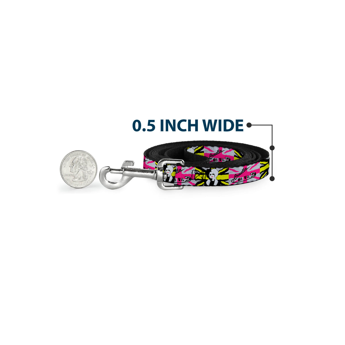 Dog Leash - CRUELLA DE VIL Safety Pin/Cruell World Pose Union Jack Punk Rock Blocks Dog Leashes Disney