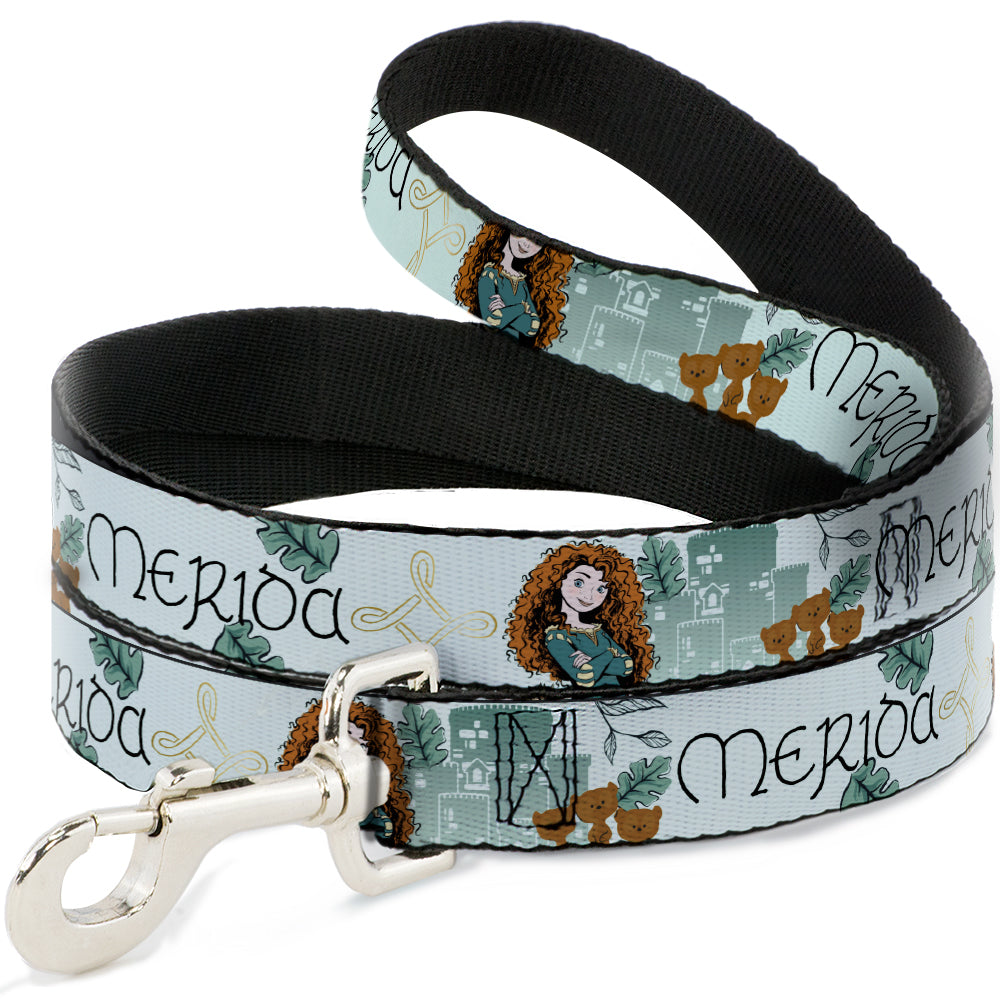 Dog Leash - Brave Merida Castle and Three Bear Brothers Pose with Script Greens Dog Leashes Disney