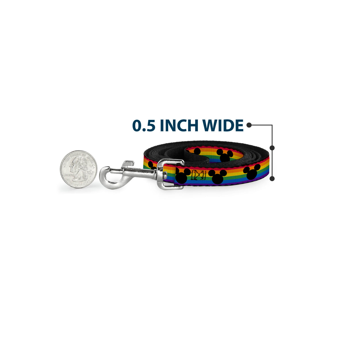 Dog Leash - Mickey Mouse Ears Icon Rainbow Pride Flag Dog Leashes Disney