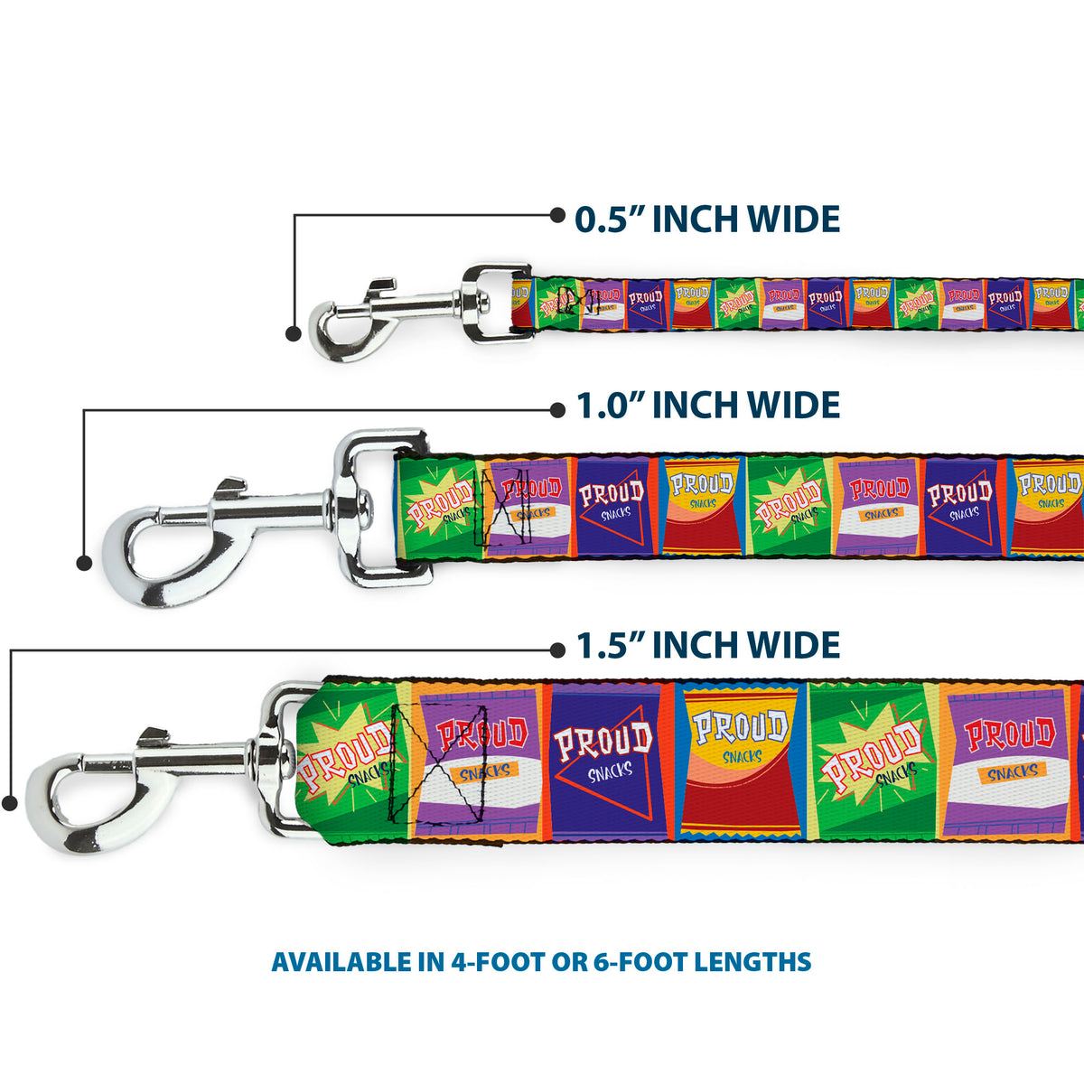 Dog Leash - The Proud Family PROUD SNACKS Logo Blocks Multi Color Dog Leashes Disney