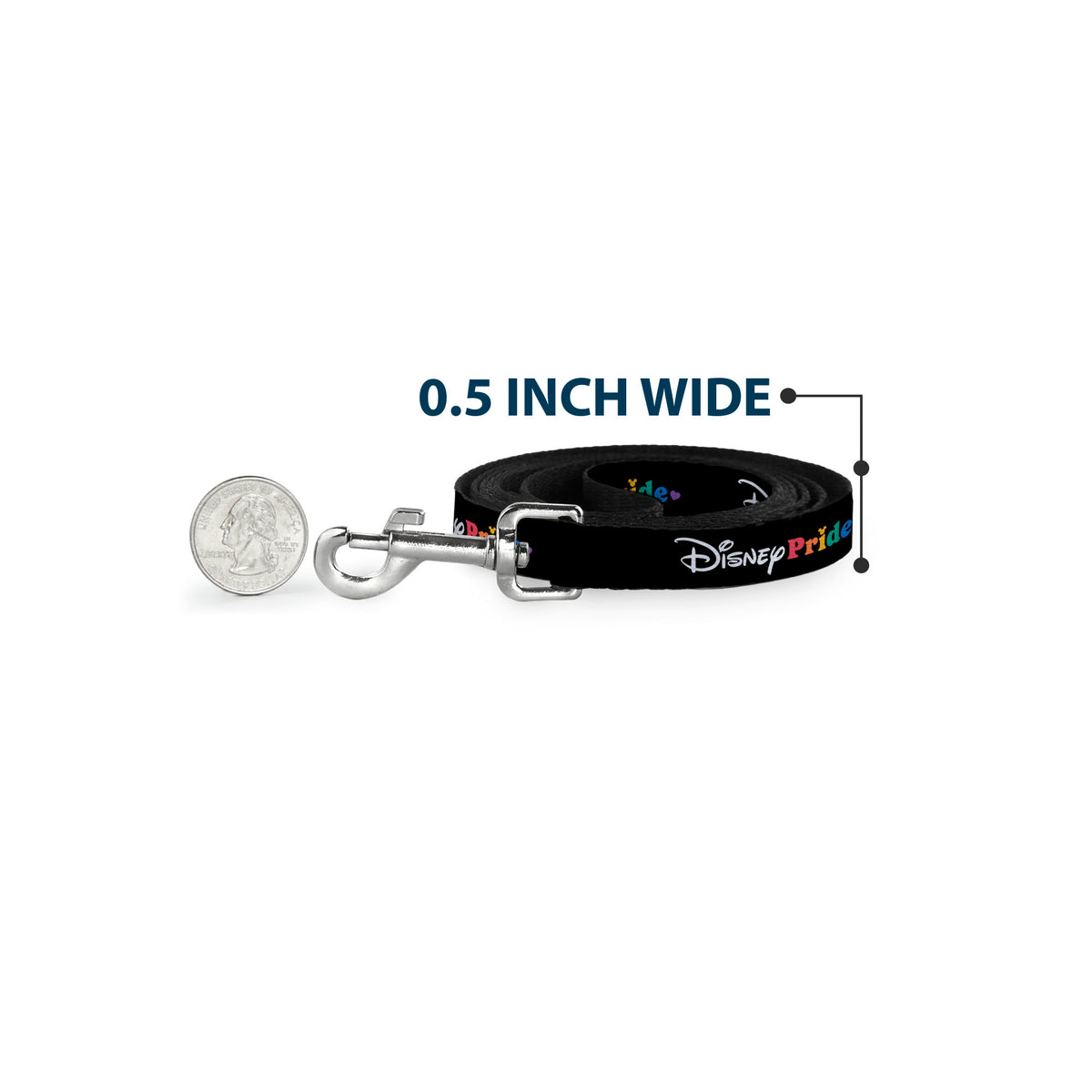Dog Leash - DISNEY PRIDE Signature Logo Black/White/Rainbow Dog Leashes Disney