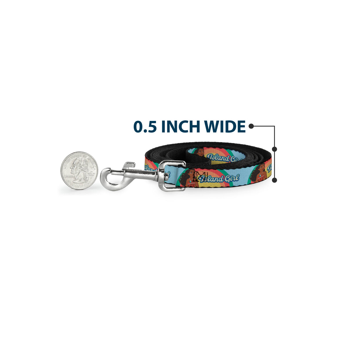 Dog Leash - Moana ISLAND GIRL Rainbow Pose Blue/Multi Color Dog Leashes Disney