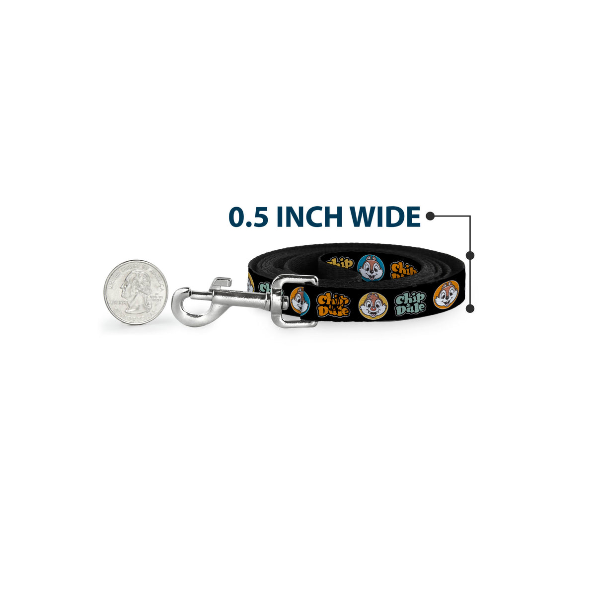 Dog Leash - CHIP & DALE Expression Bubbles Black/Multi Color Dog Leashes Disney