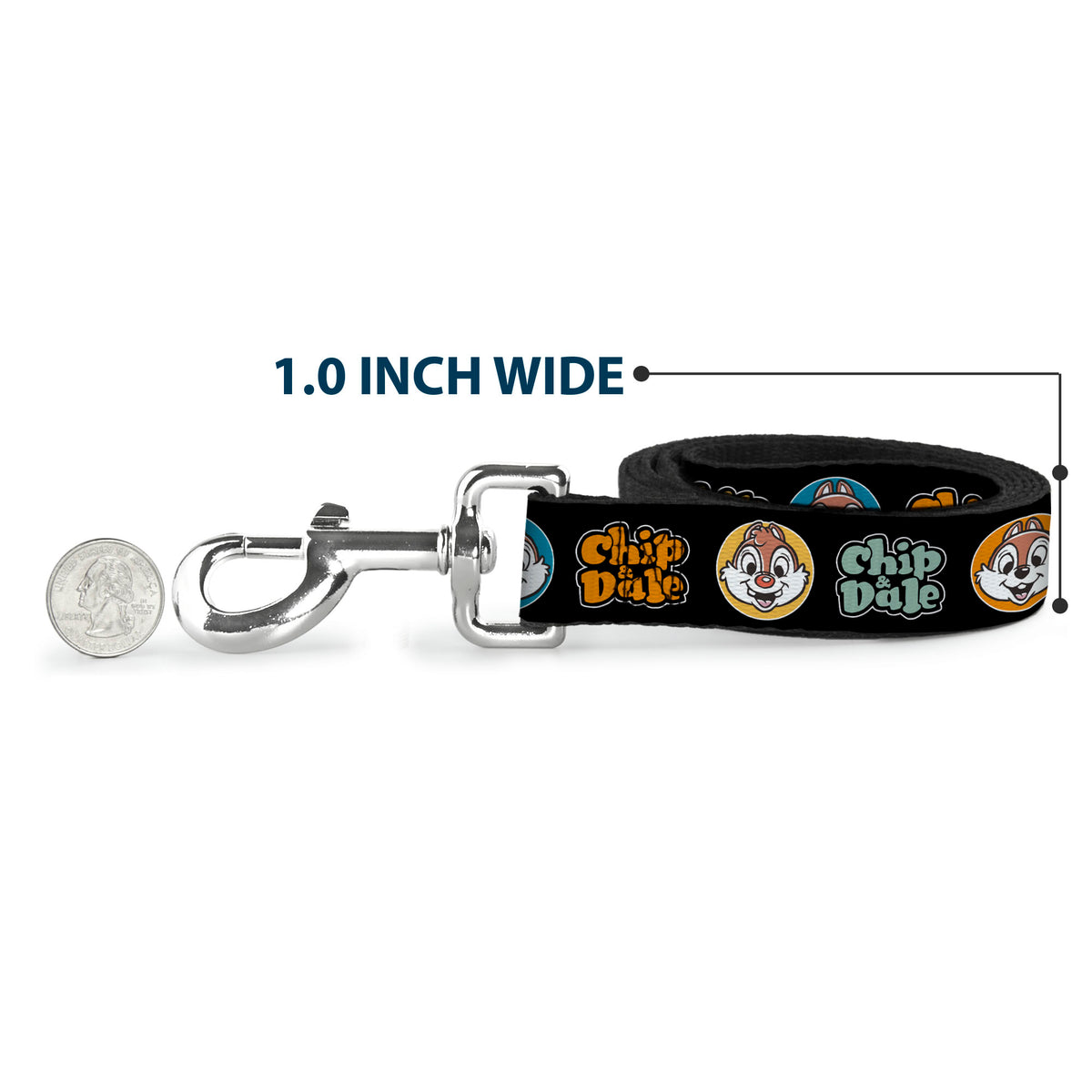 Dog Leash - CHIP & DALE Expression Bubbles Black/Multi Color Dog Leashes Disney