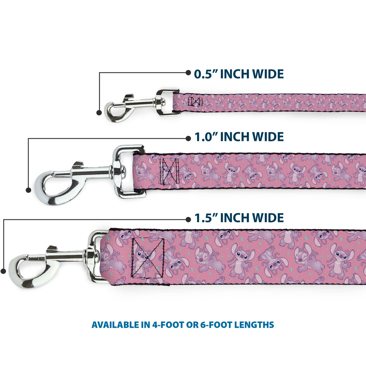 Dog Leash - Lilo & Stitch Angel Poses Scattered Pinks Dog Leashes Disney