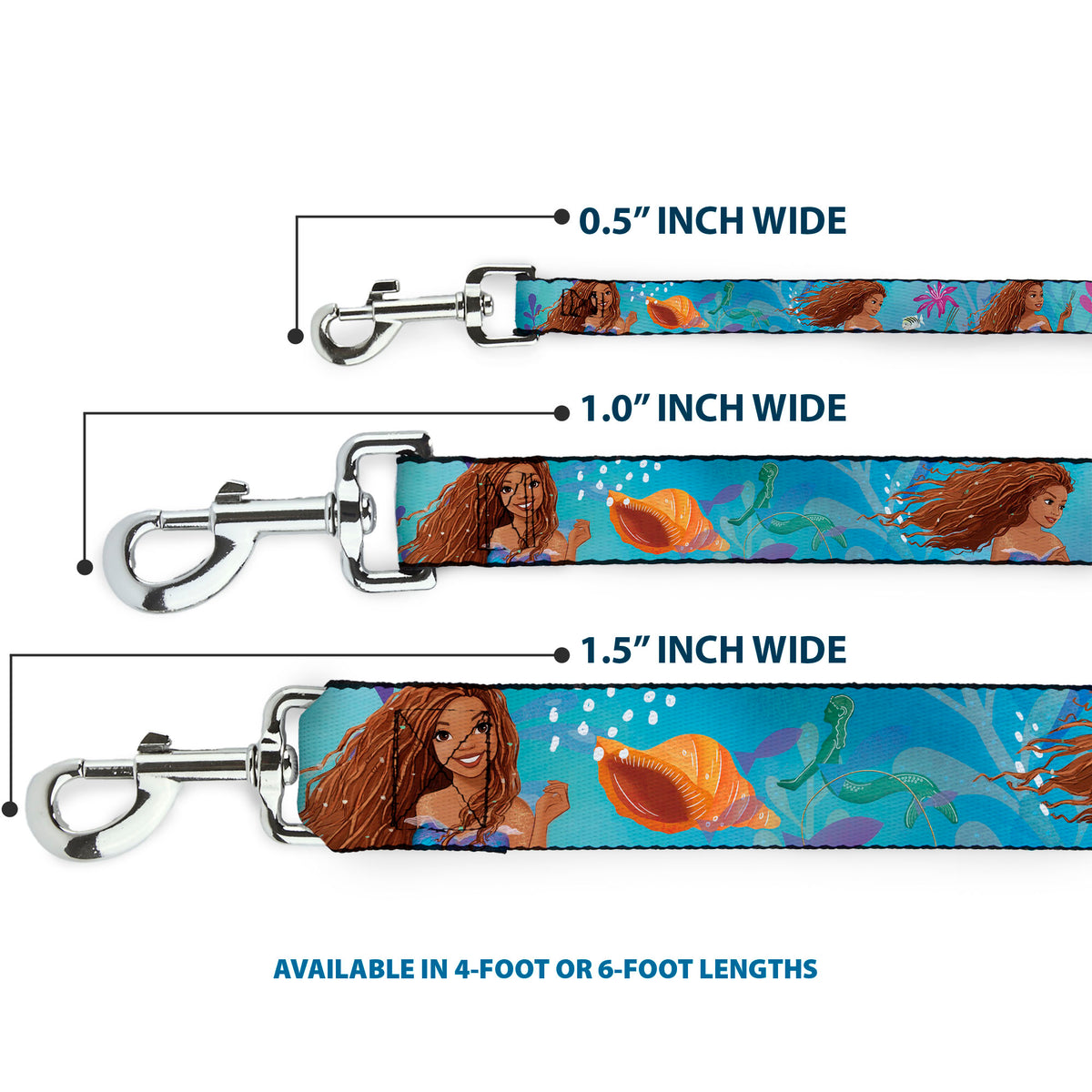 Dog Leash - The Little Mermaid Live Action Ariel Under the Sea Poses Blues Dog Leashes Disney