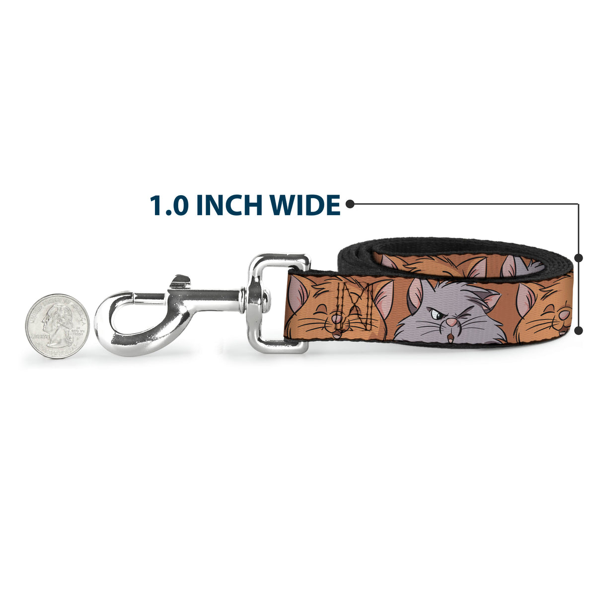 Dog Leash - Aristocats Toulouse and Berlioz Close-Up Faces Orange Dog Leashes Disney