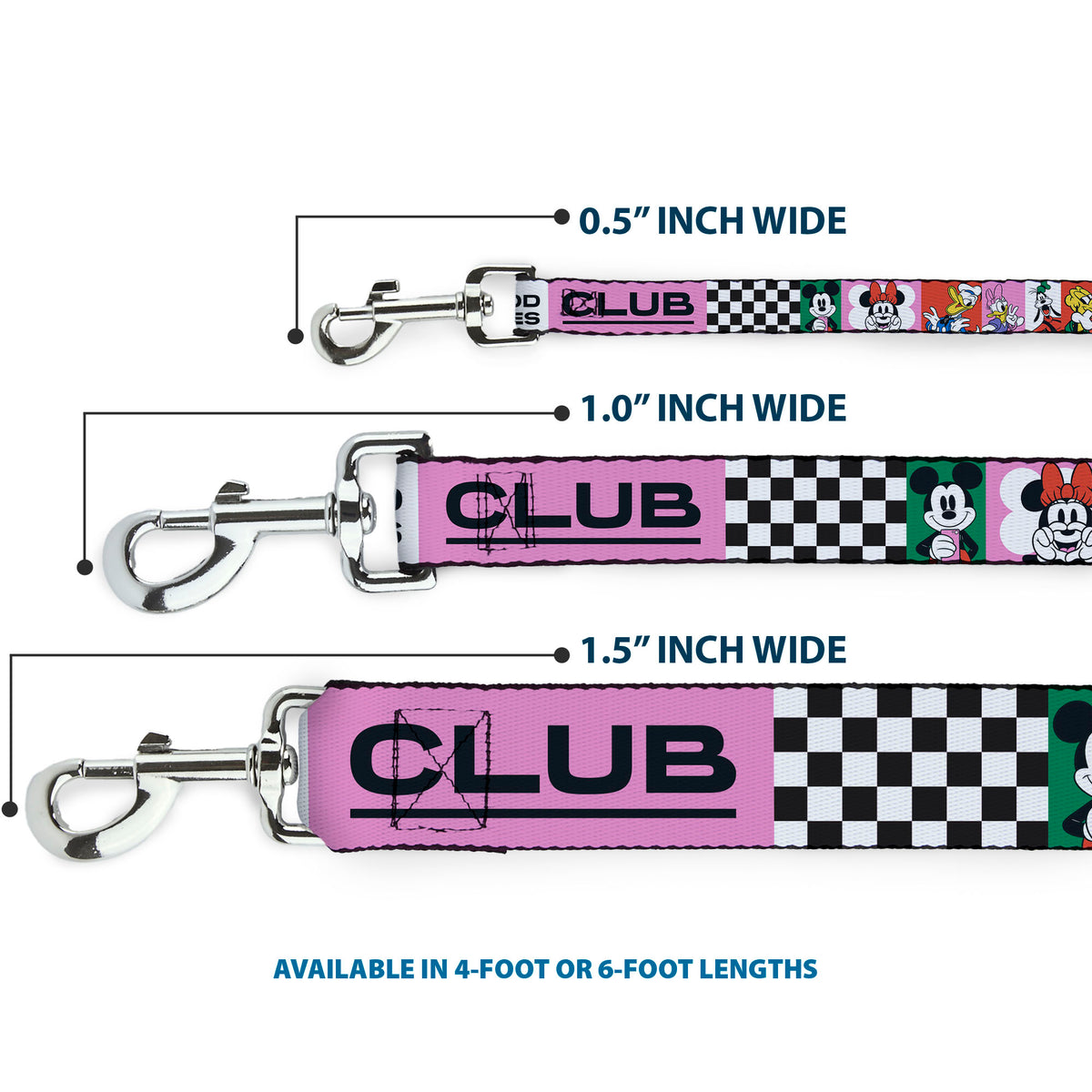 Dog Leash - Sensational Six GOOD VIBES CLUB Pose Blocks Multi Color Dog Leashes Disney
