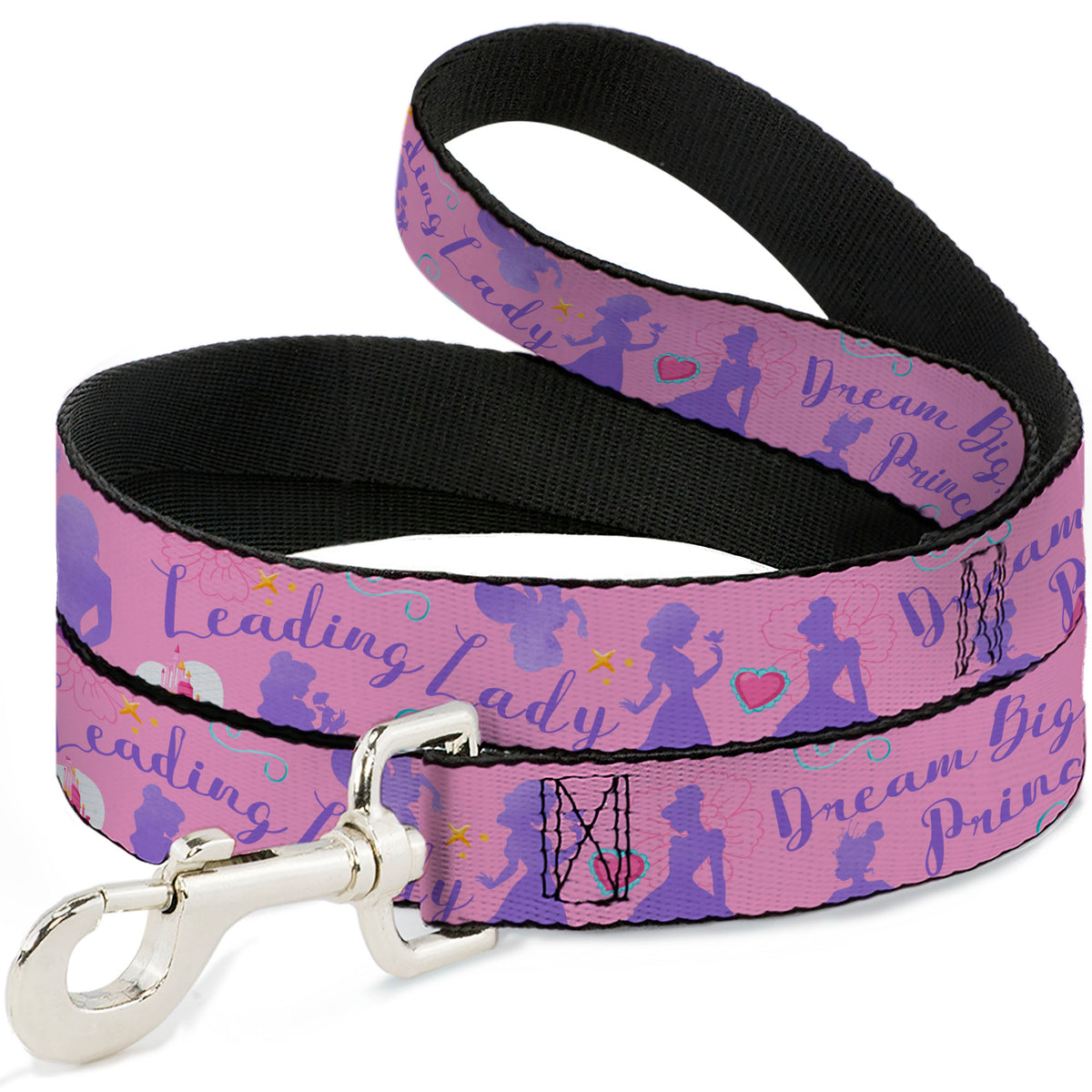 Dog Leash - Disney LEADING LADY DREAM BIG PRINCESS Silhouette Poses Pinks/Blues Dog Leashes Disney