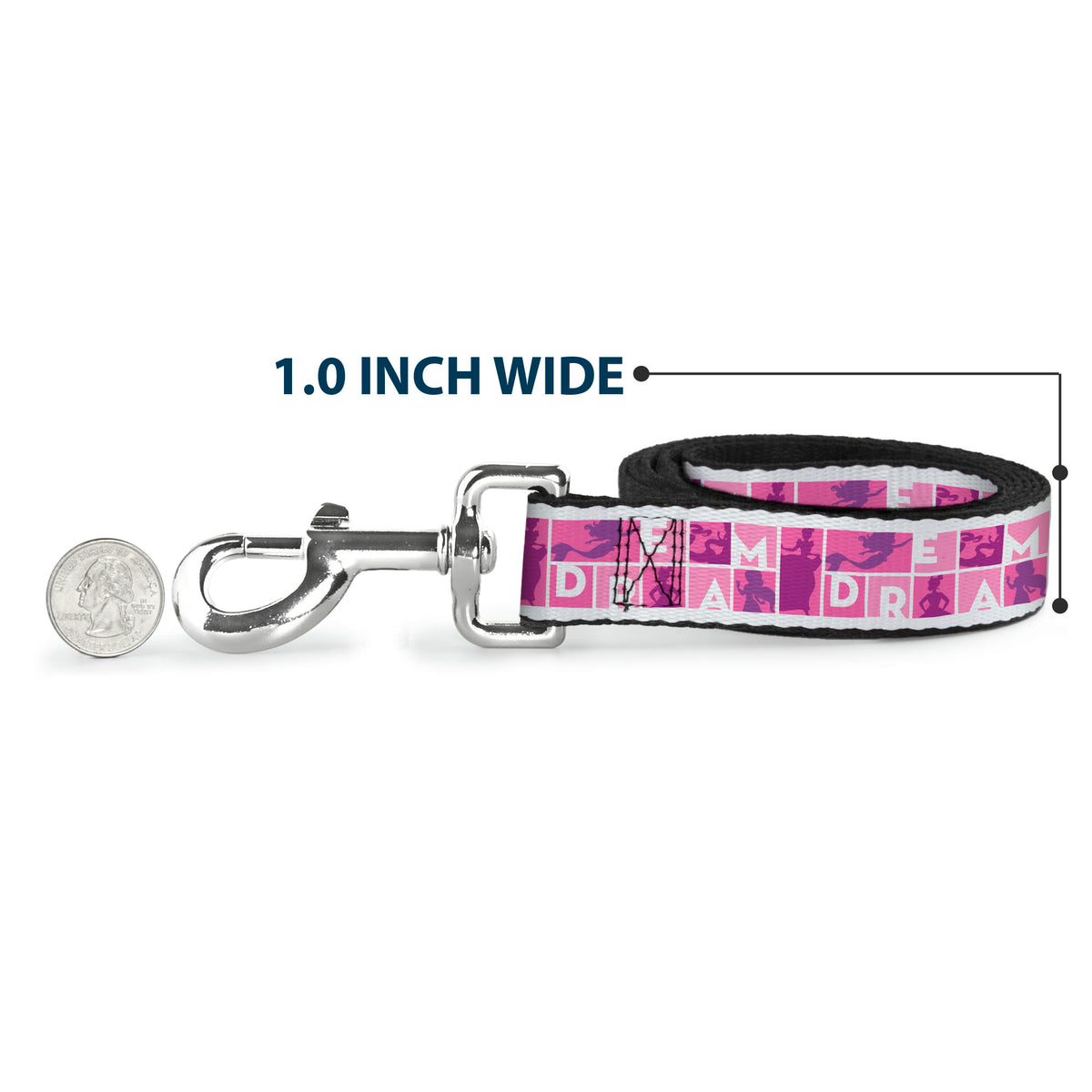 Dog Leash - Disney DREAM Princess Silhouette Poses Pinks/White Dog Leashes Disney