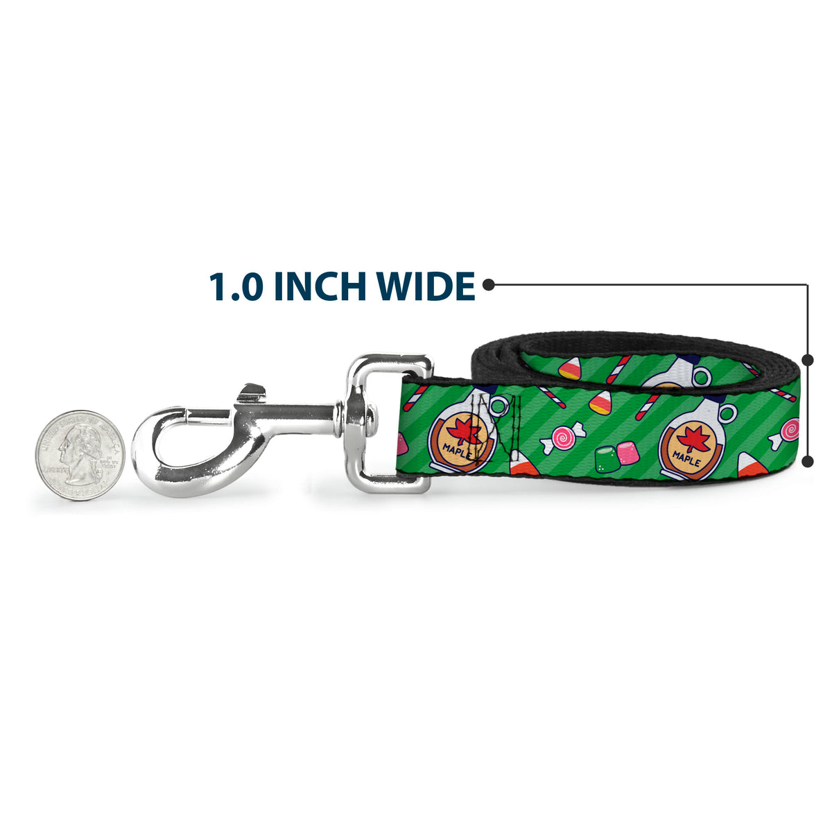 Dog Leash - Elf Sweets Icons Scattered Stripe Greens Dog Leashes Elf