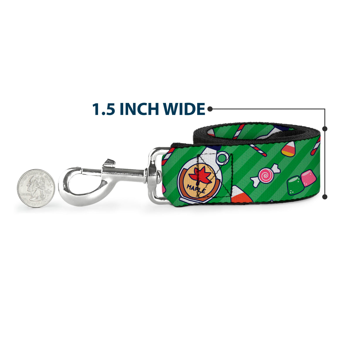Dog Leash - Elf Sweets Icons Scattered Stripe Greens Dog Leashes Elf