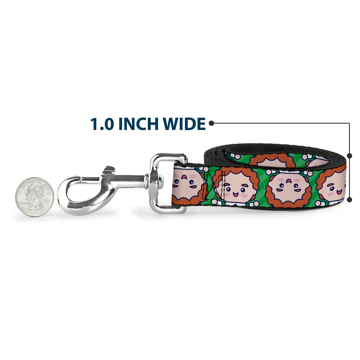 Dog Leash - Elf Chibi Buddy Face Flip Stripe Greens Dog Leashes Elf