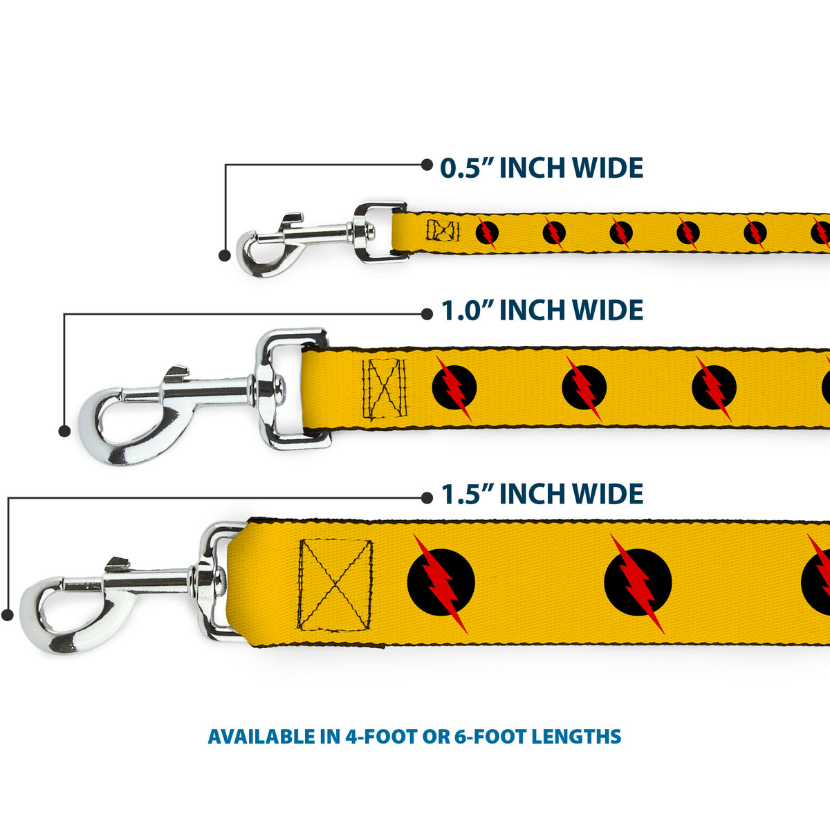 Dog Leash - Reverse Flash Logo Golden Yellow/Black/Red Dog Leashes DC Comics