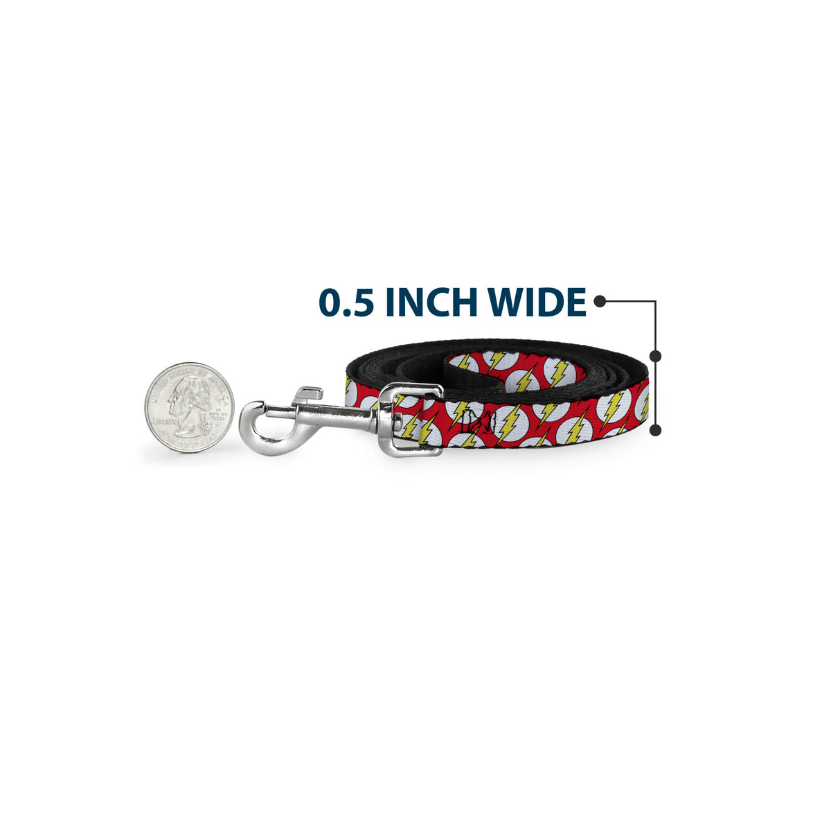 Dog Leash - Flash Logo Scattered Red/White/Yellow Dog Leashes DC Comics