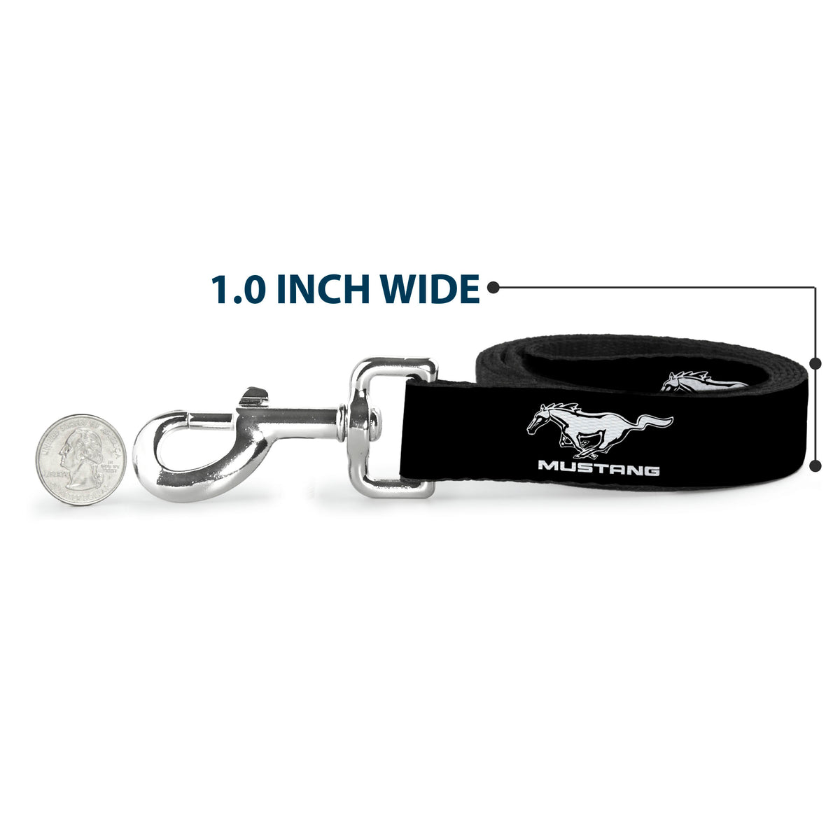 Dog Leash - Ford Mustang Black/White Logo REPEAT Dog Leashes Ford