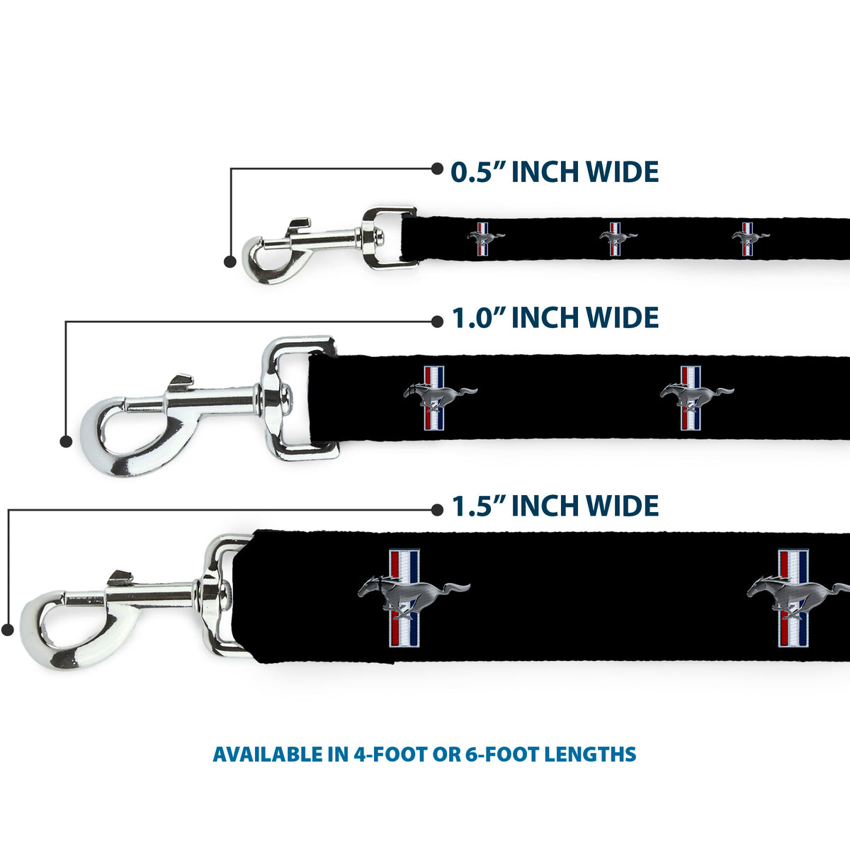 Dog Leash - Ford Mustang w/Bars Logo REPEAT Dog Leashes Ford