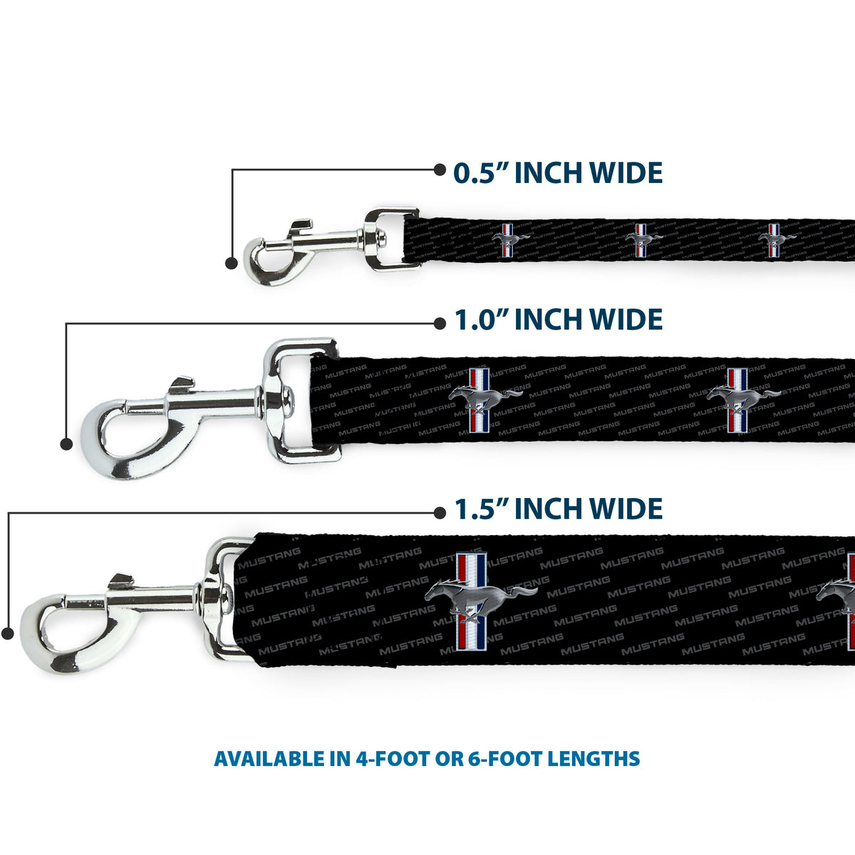 Dog Leash - Ford Mustang w/Bars REPEAT w/Text Dog Leashes Ford
