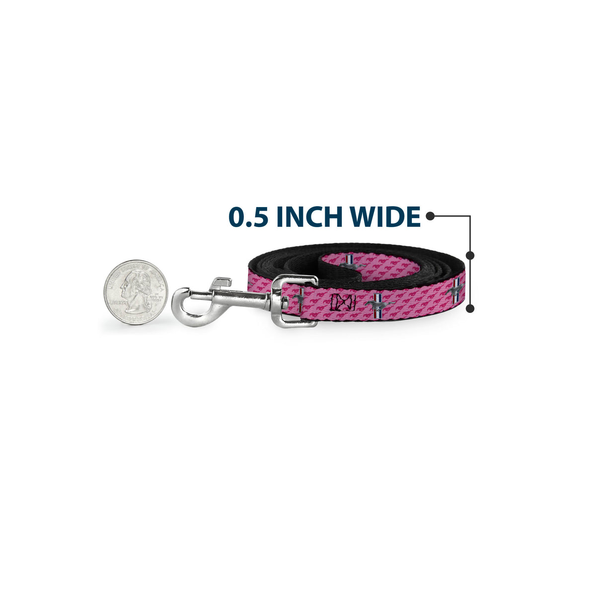 Dog Leash - Ford Mustang w/Bars w/Text PINK LOGO REPEAT Dog Leashes Ford