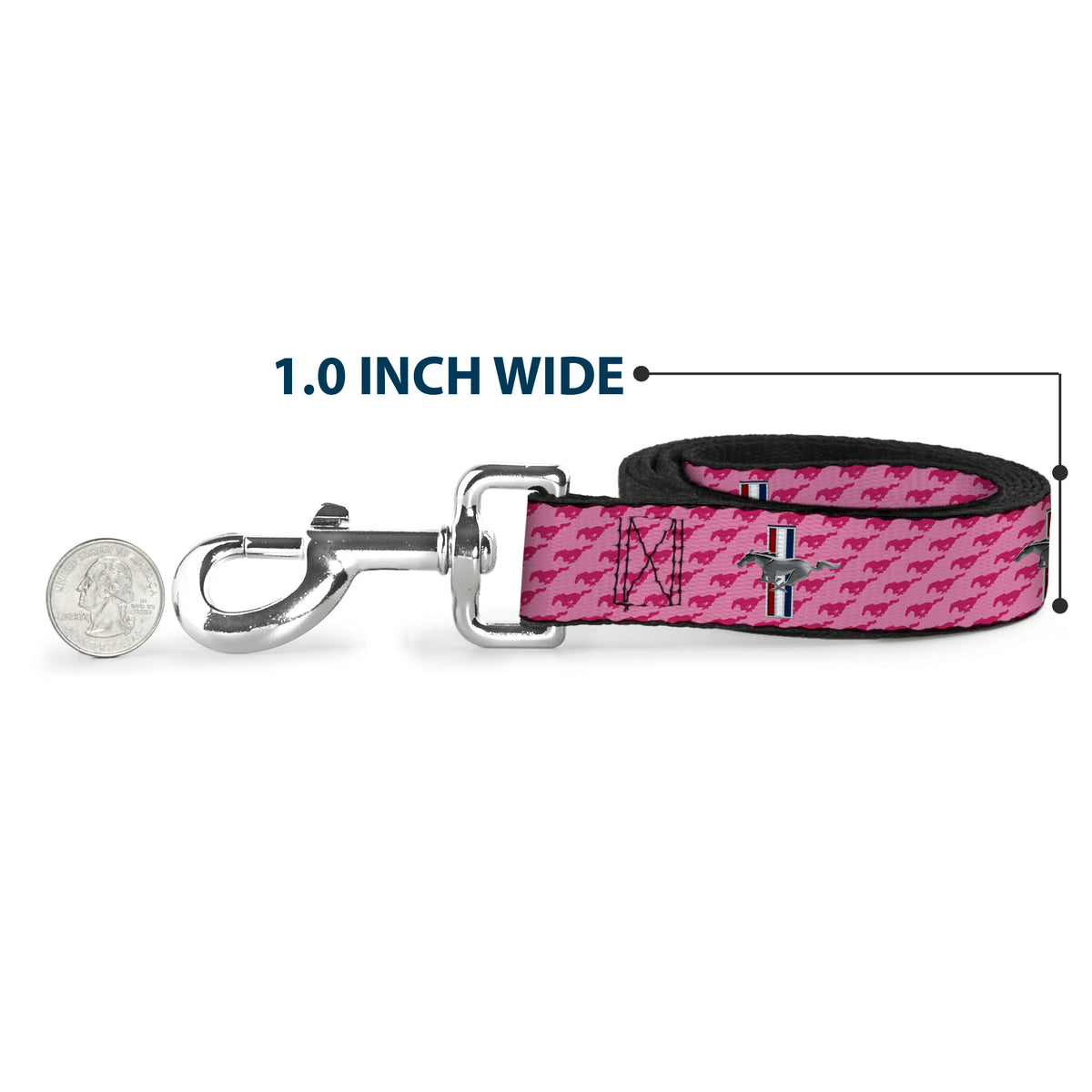 Dog Leash - Ford Mustang w/Bars w/Text PINK LOGO REPEAT Dog Leashes Ford