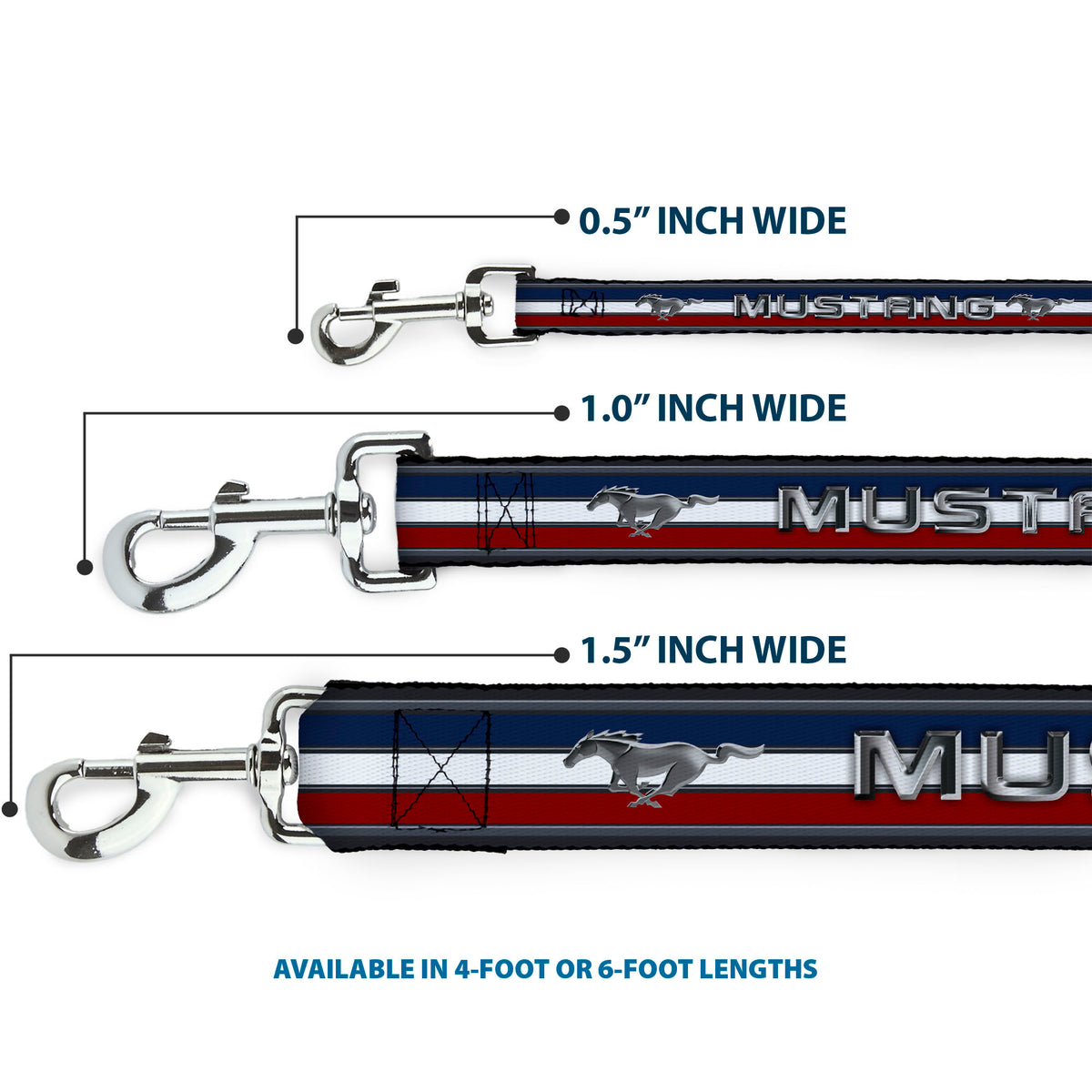 Dog Leash - Mustang/Text w/Tri-Bar Stripe Dog Leashes Ford