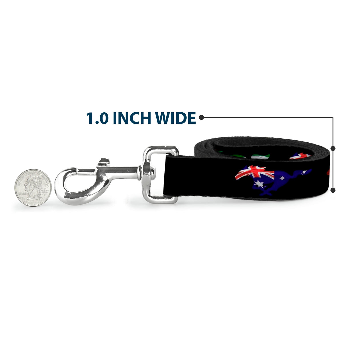 Dog Leash - Mustang Silhouette Black/International Flags Dog Leashes Ford