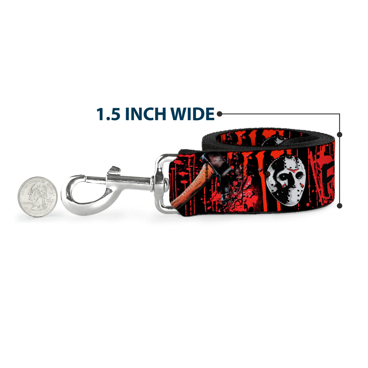 Dog Leash - FRIDAY THE 13th/Jason Mask4/Axe Blood Splatter Black/Red/White Dog Leashes Friday the 13th