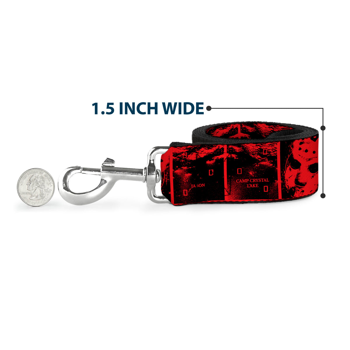 Dog Leash - Friday the 13th Jason Hockey Mask Camp Crystal Lake Blocks Black/Reds Dog Leashes Friday the 13th