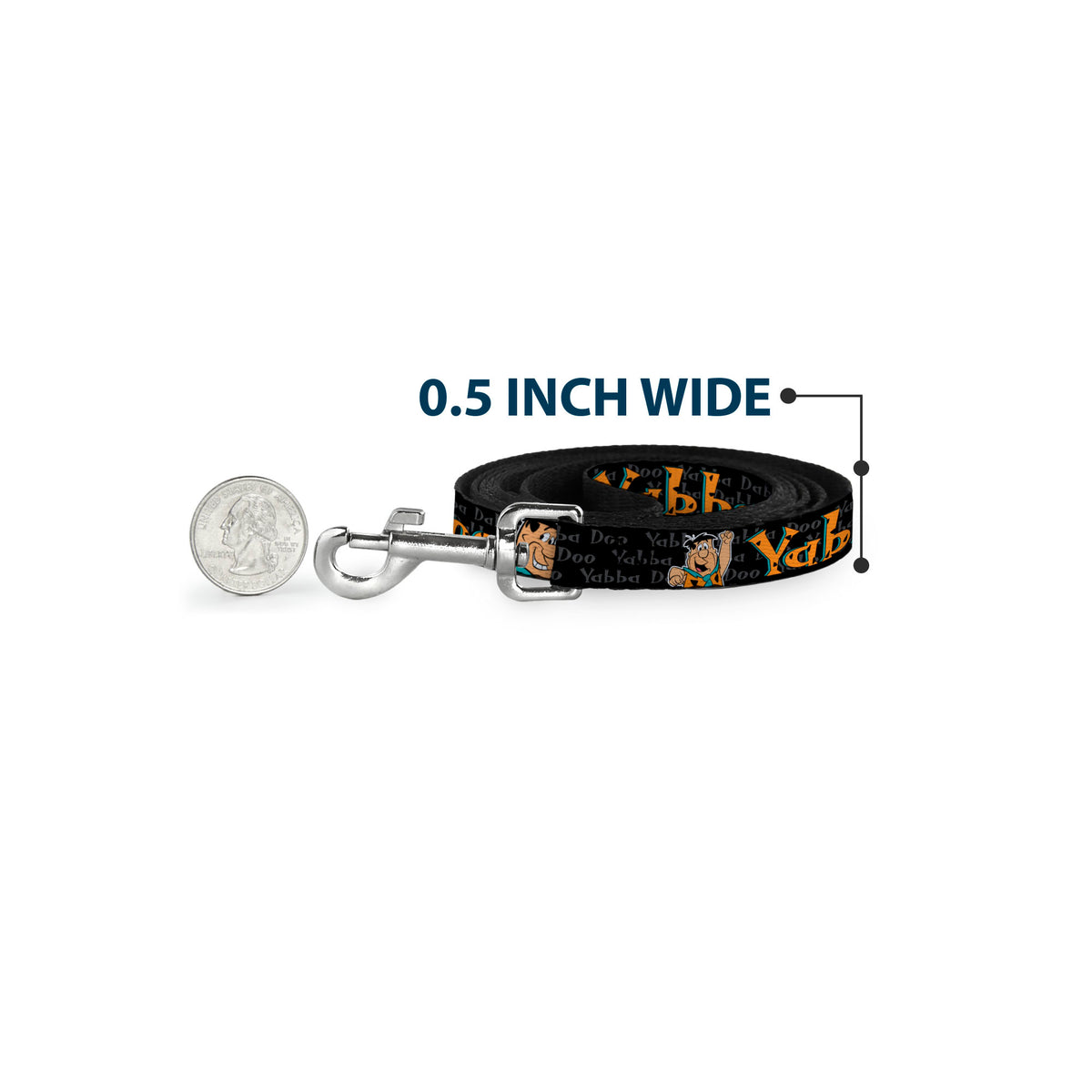 Dog Leash - Fred Face/Pose YABBA DABBA DOO Black/Gray/Orange Dog Leashes The Flintstones