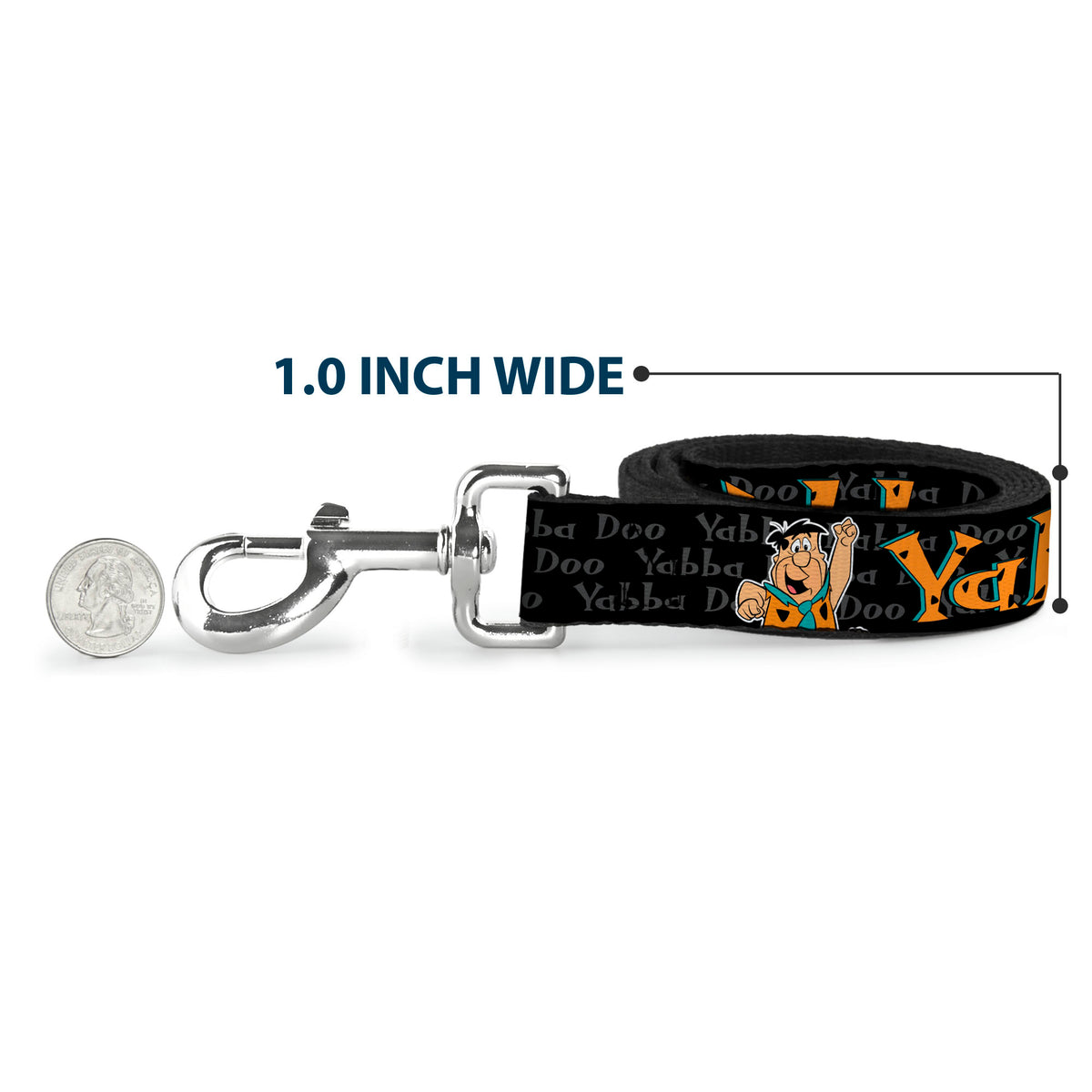 Dog Leash - Fred Face/Pose YABBA DABBA DOO Black/Gray/Orange Dog Leashes The Flintstones