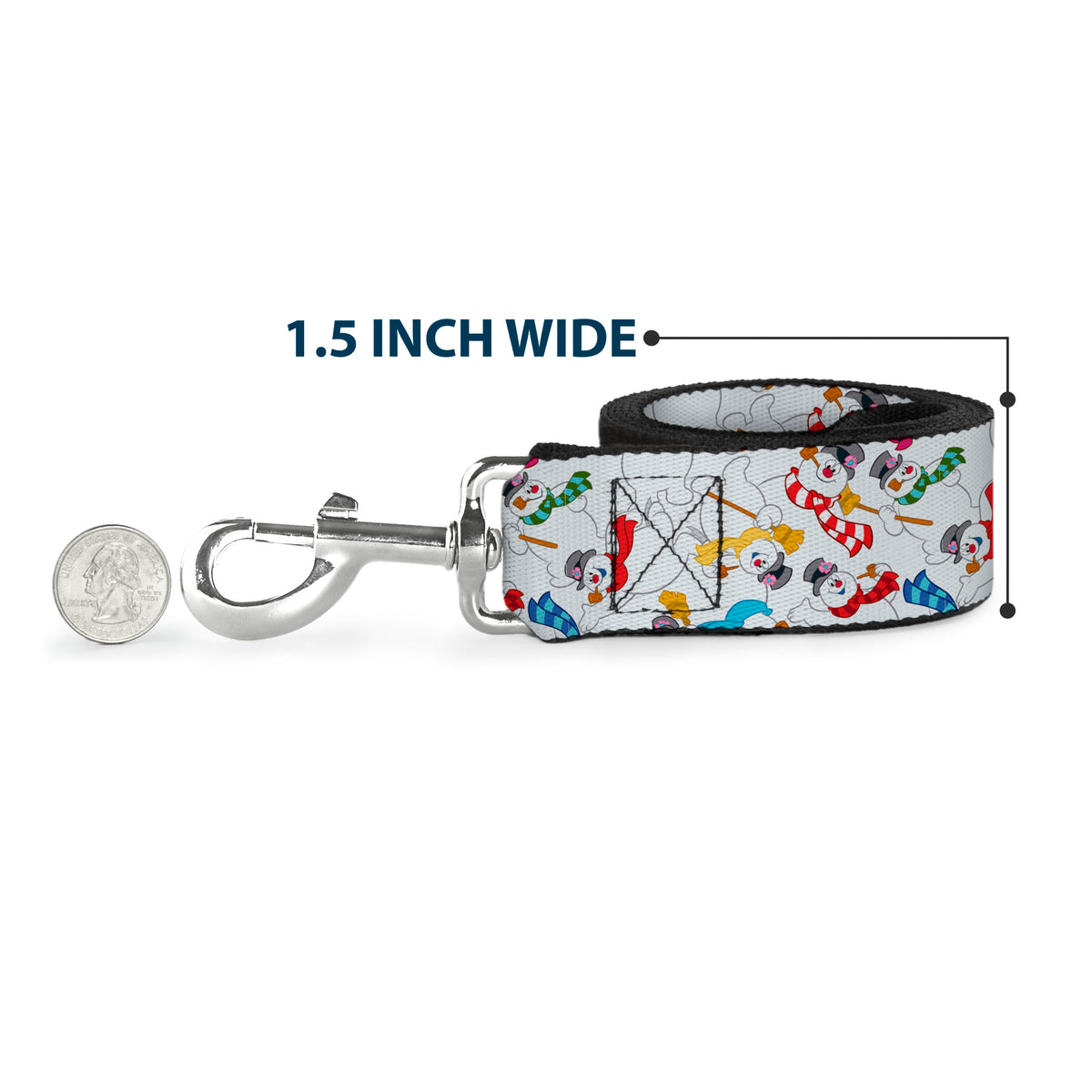 Dog Leash - Frosty the Snowman Pose Scattered White Dog Leashes Frosty the Snowman