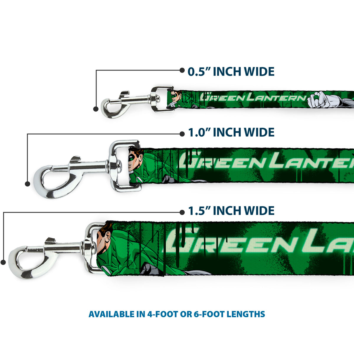 Dog Leash - Green Lantern Green Glow w/Text Dog Leashes DC Comics