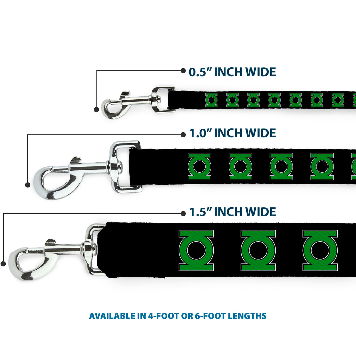 Dog Leash - Green Lantern Logo Black/Green Dog Leashes DC Comics