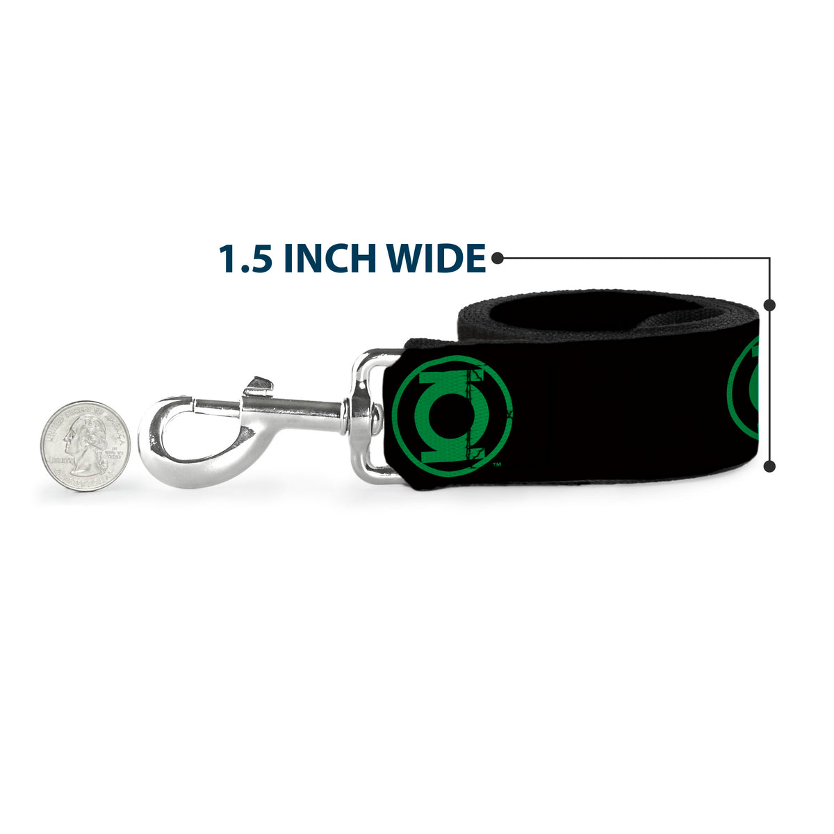 Dog Leash - DC League of Super-Pets Green Lantern Logo Black/Green Dog Leashes DC Comics