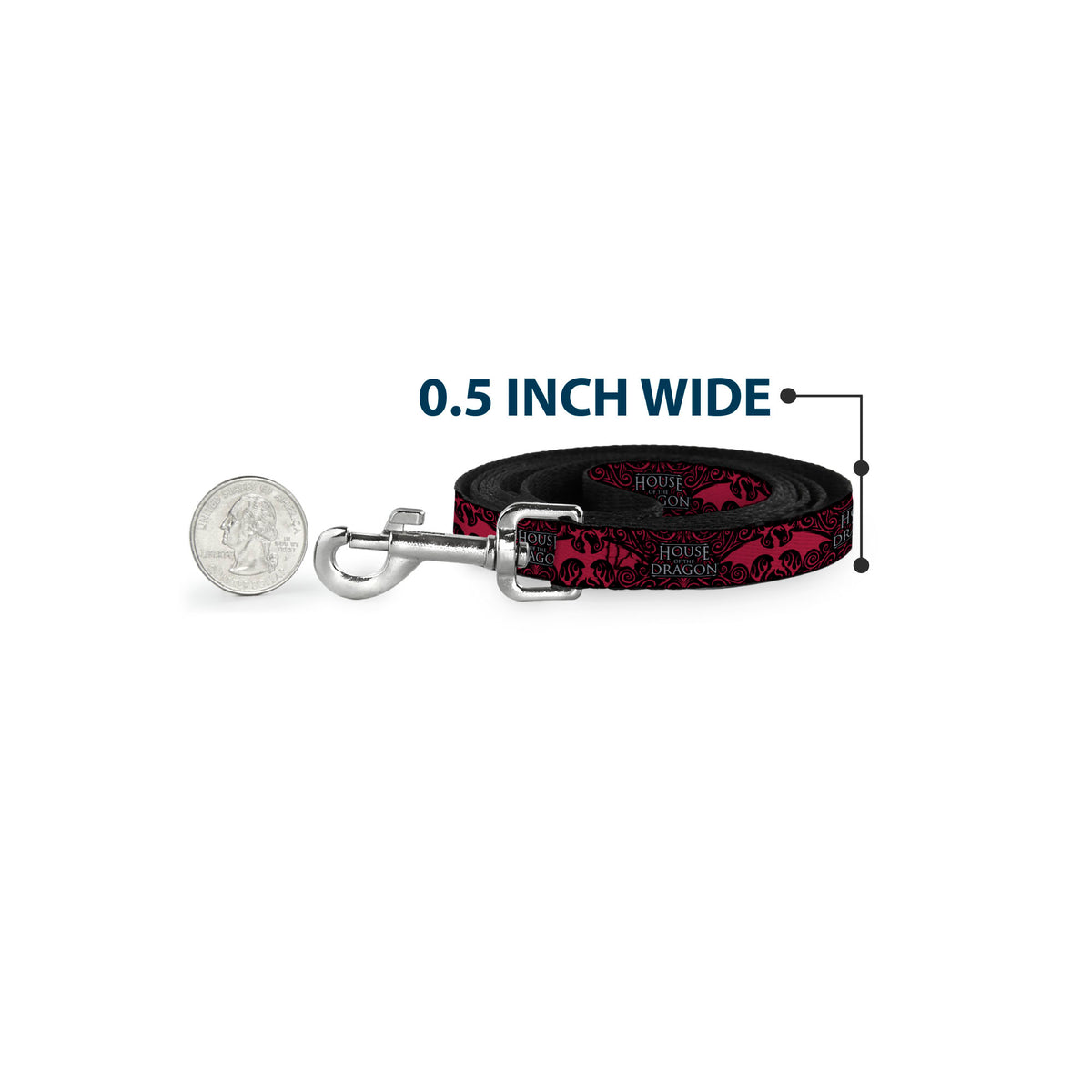Dog Leash - HOUSE OF THE DRAGON Dragon Icon Black/Red/White Dog Leashes House of the Dragon