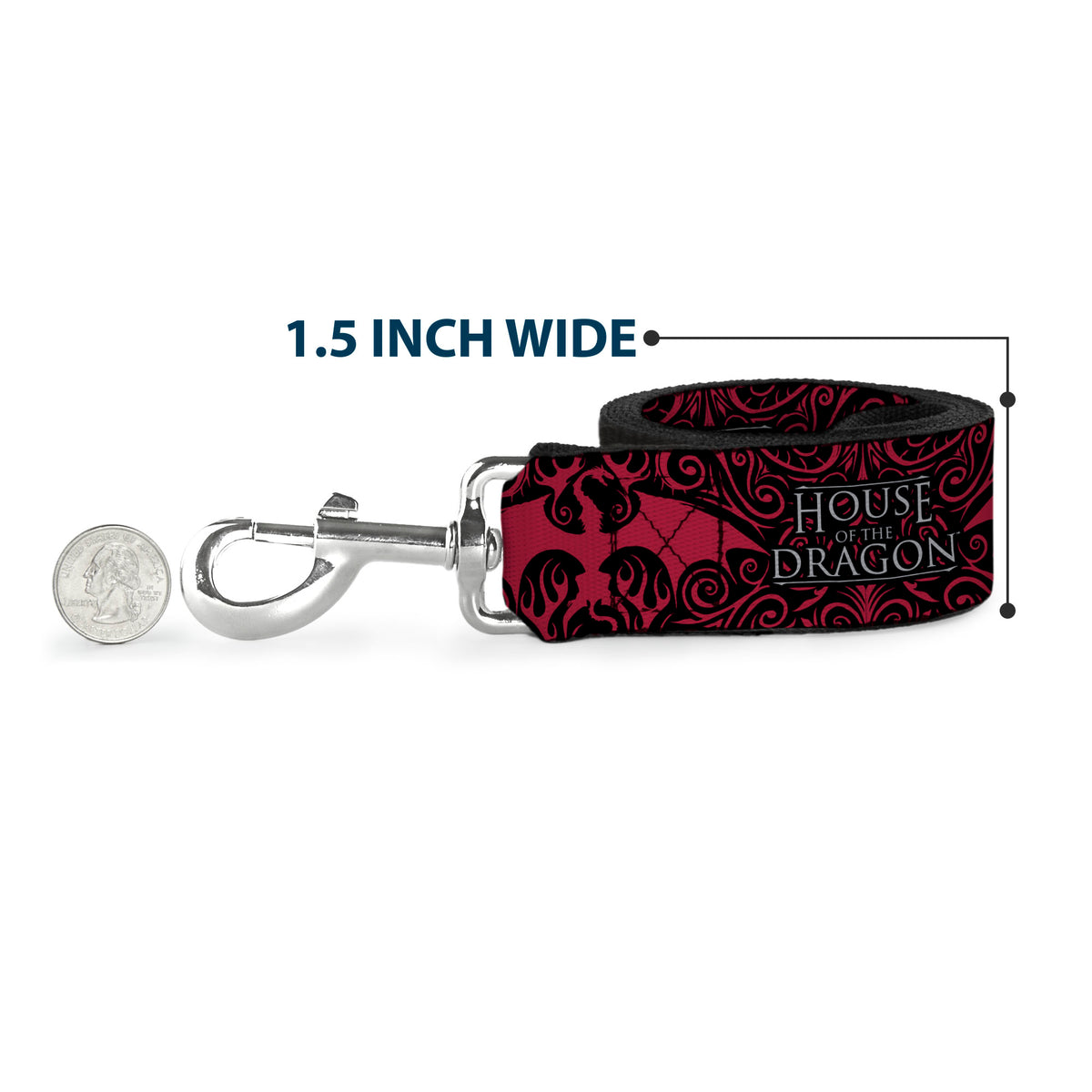 Dog Leash - HOUSE OF THE DRAGON Dragon Icon Black/Red/White Dog Leashes House of the Dragon