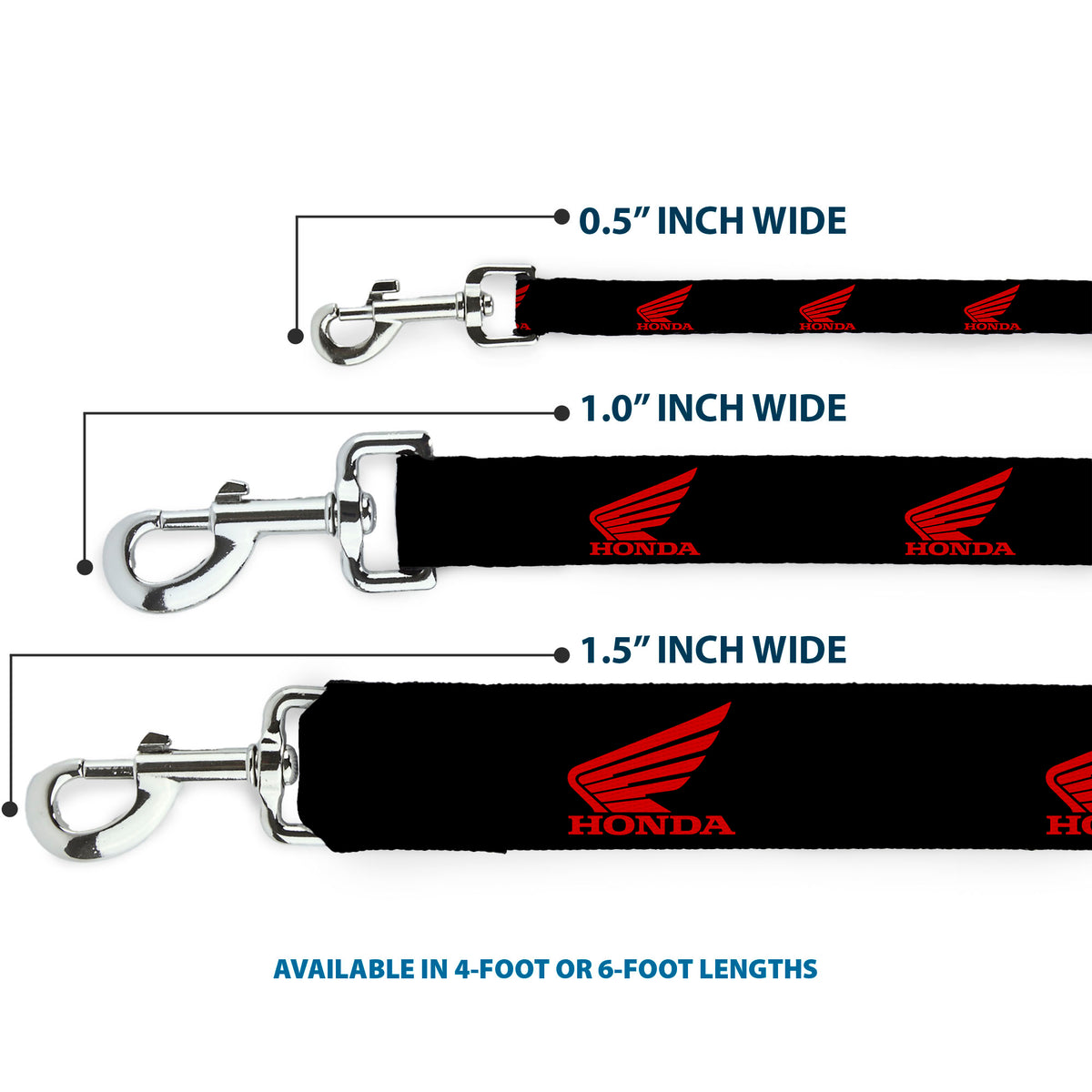 Dog Leash - HONDA Motorcycle Logo Black/Red Dog Leashes Honda Motorsports