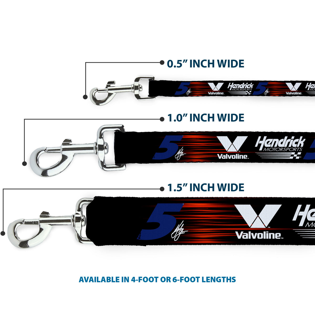 Dog Leash - Kyle Larson #5 Autograph VALVOLINE Hendrick Motorsports Logo Black/Red/White/Blue Dog Leashes Hendrick Motorsports