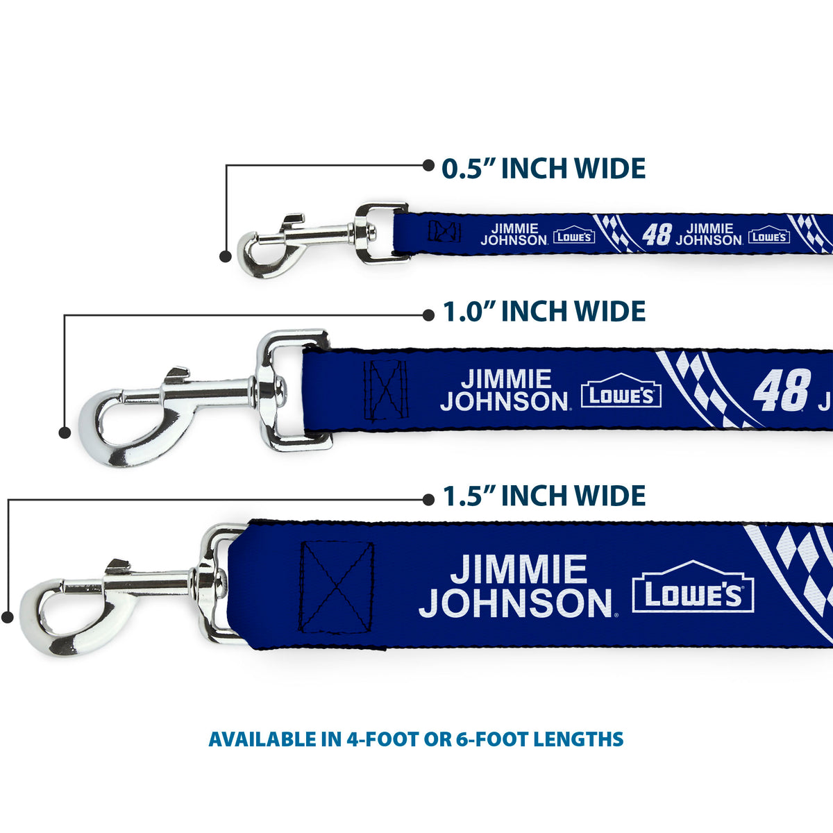 Dog Leash - JIMMIE JOHNSON #48 LOWE'S Logo Checker Blue/White Dog Leashes Hendrick Motorsports