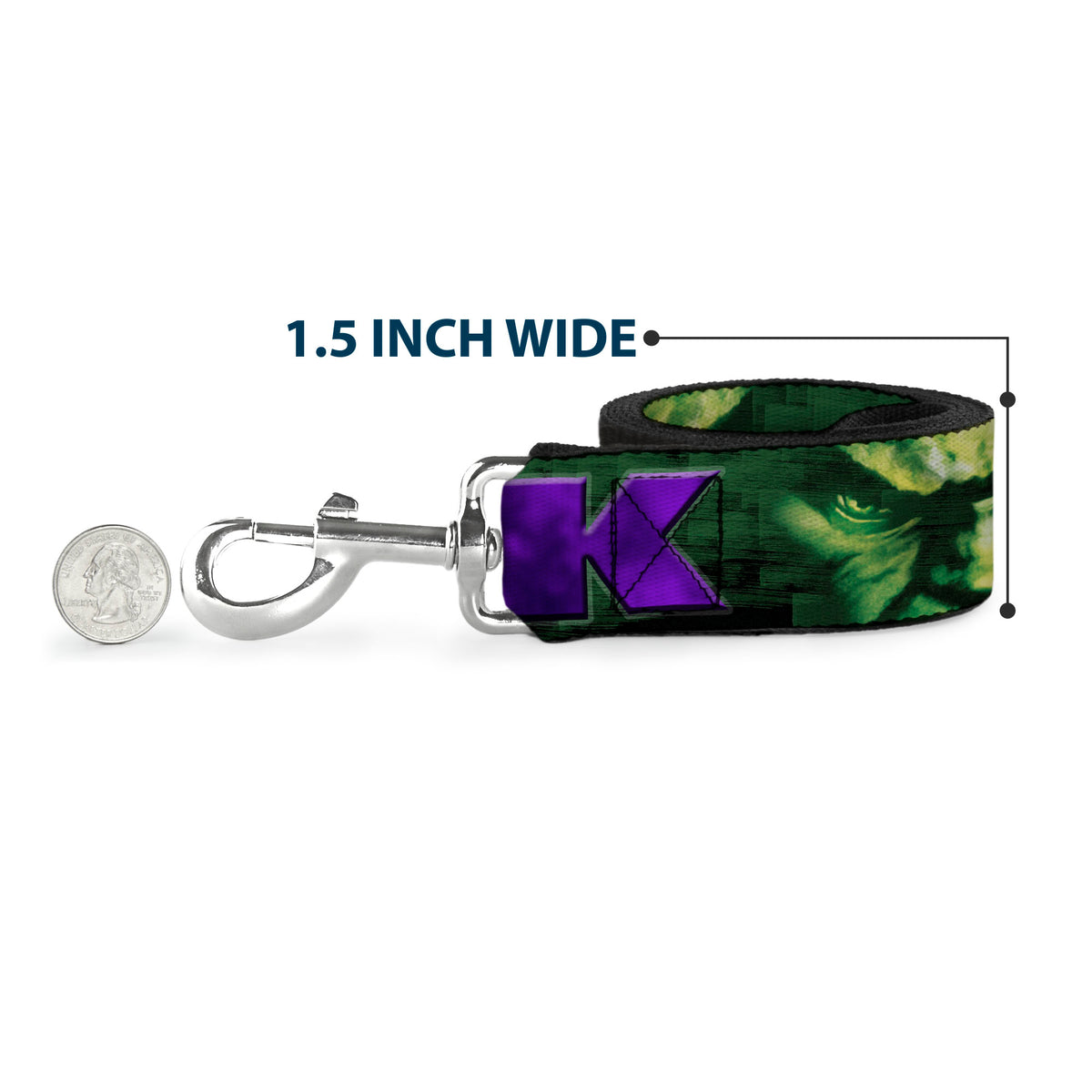 Dog Leash - HULK Face CLOSE-UP/Action Pose Greens/Purples Dog Leashes Marvel Comics