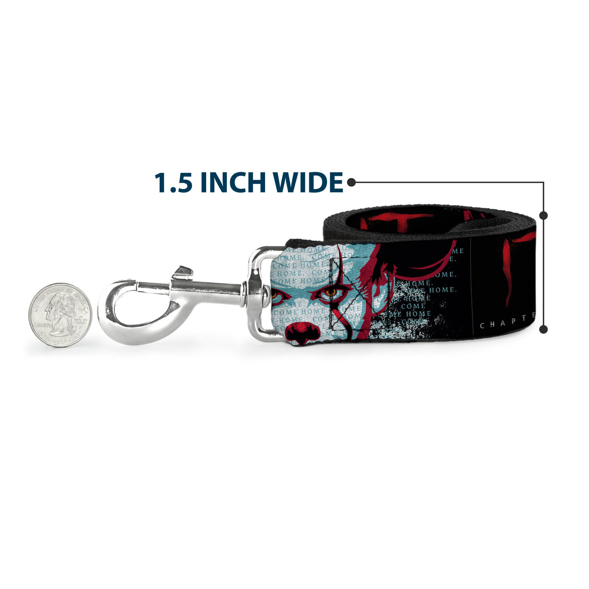 Dog Leash - IT CHAPTER TWO Pennywise Face CLOSE-UP Black/Red/Blues Dog Leashes IT