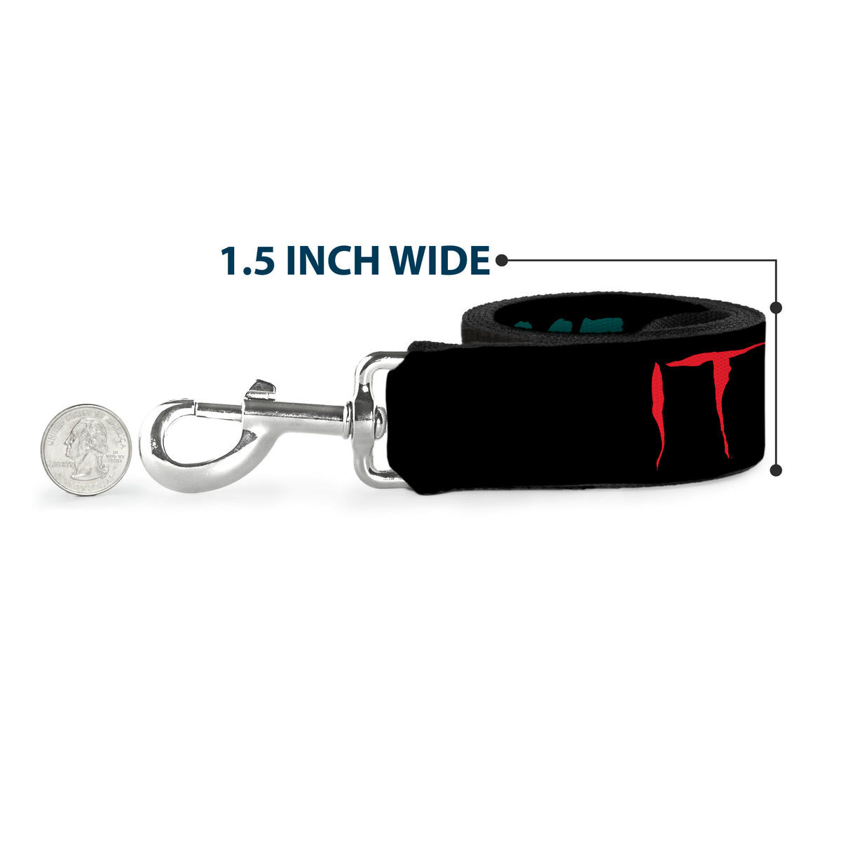 Dog Leash - IT Pennywise Face and Balloons TIME TO FLOAT Black/Blues/Reds Dog Leashes IT