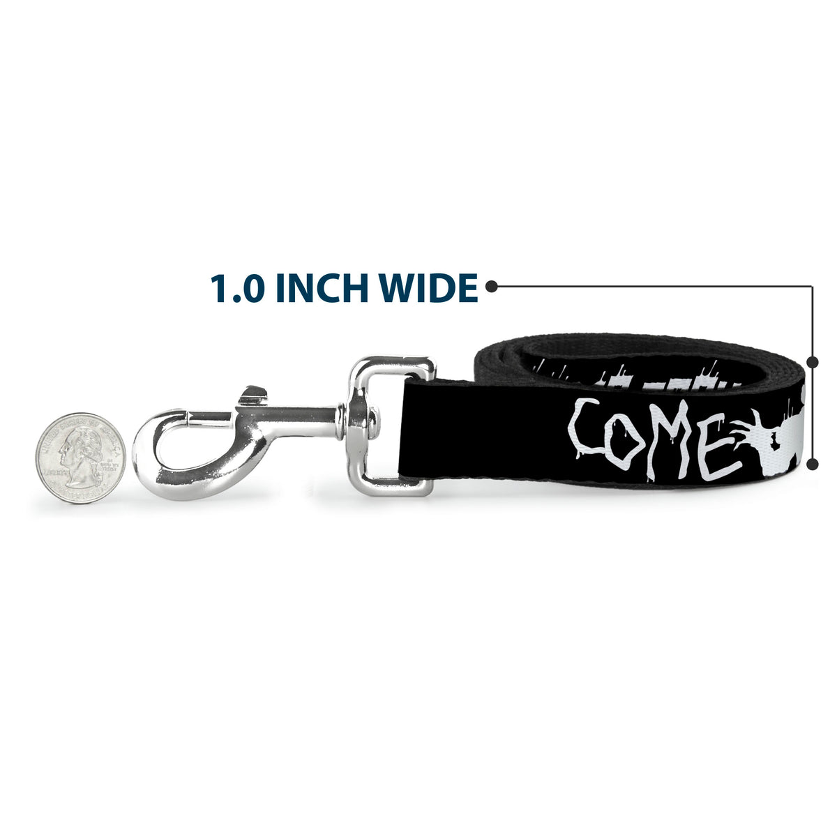 Dog Leash - IT Pennywise Face Close-Up COME HOME-COME BACK AND PLAY Black/White Dog Leashes IT