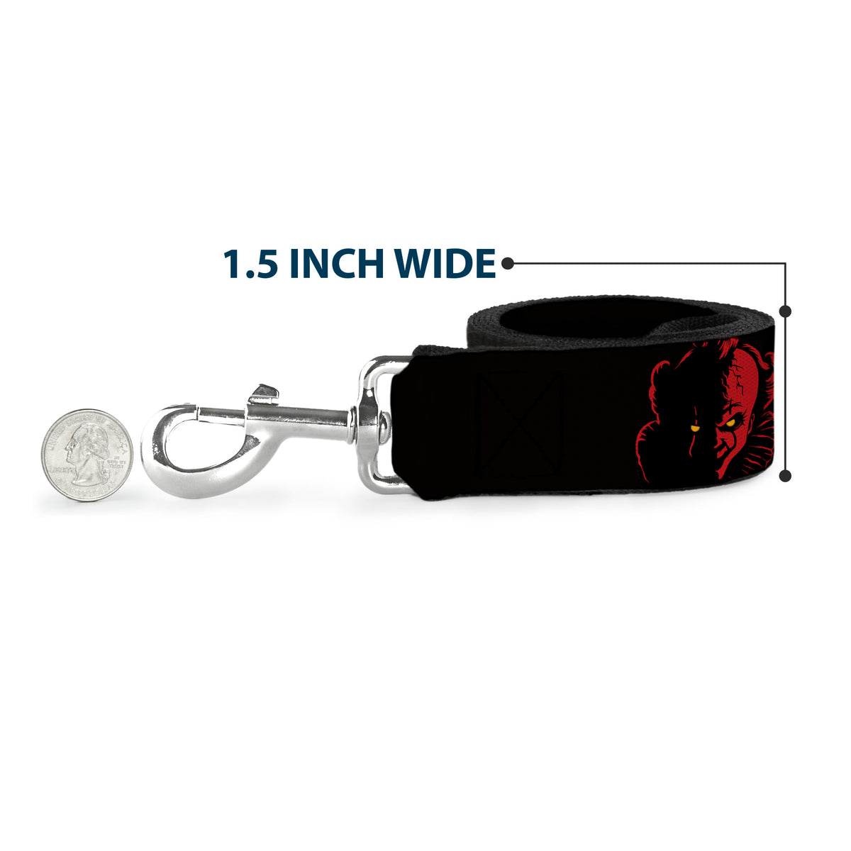 Dog Leash - IT Pennywise Face COME BACK AND PLAY Black/Red/Gray Dog Leashes IT