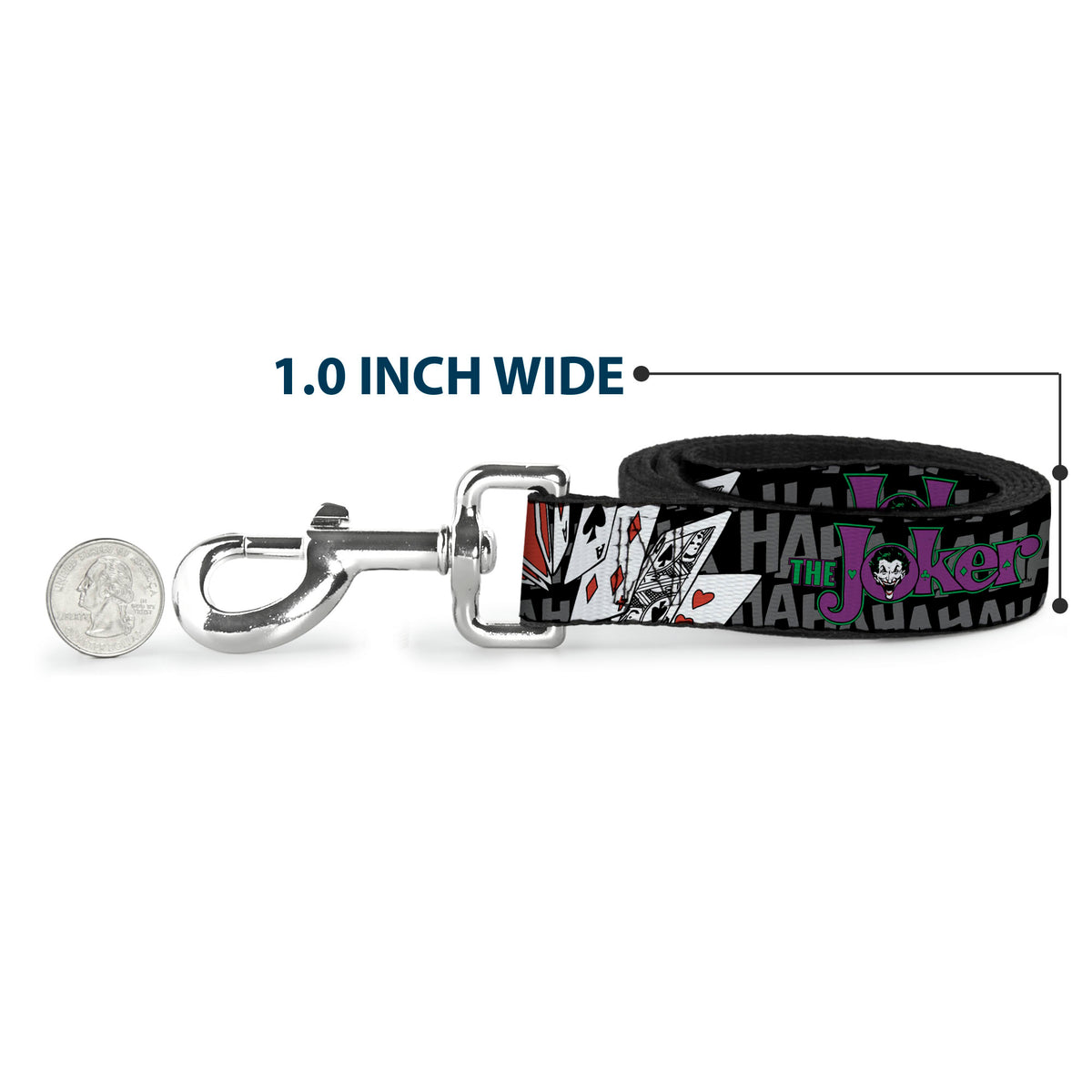 Dog Leash - The Joker Pose/Cards/HAHAHAHA Black/Gray Dog Leashes DC Comics