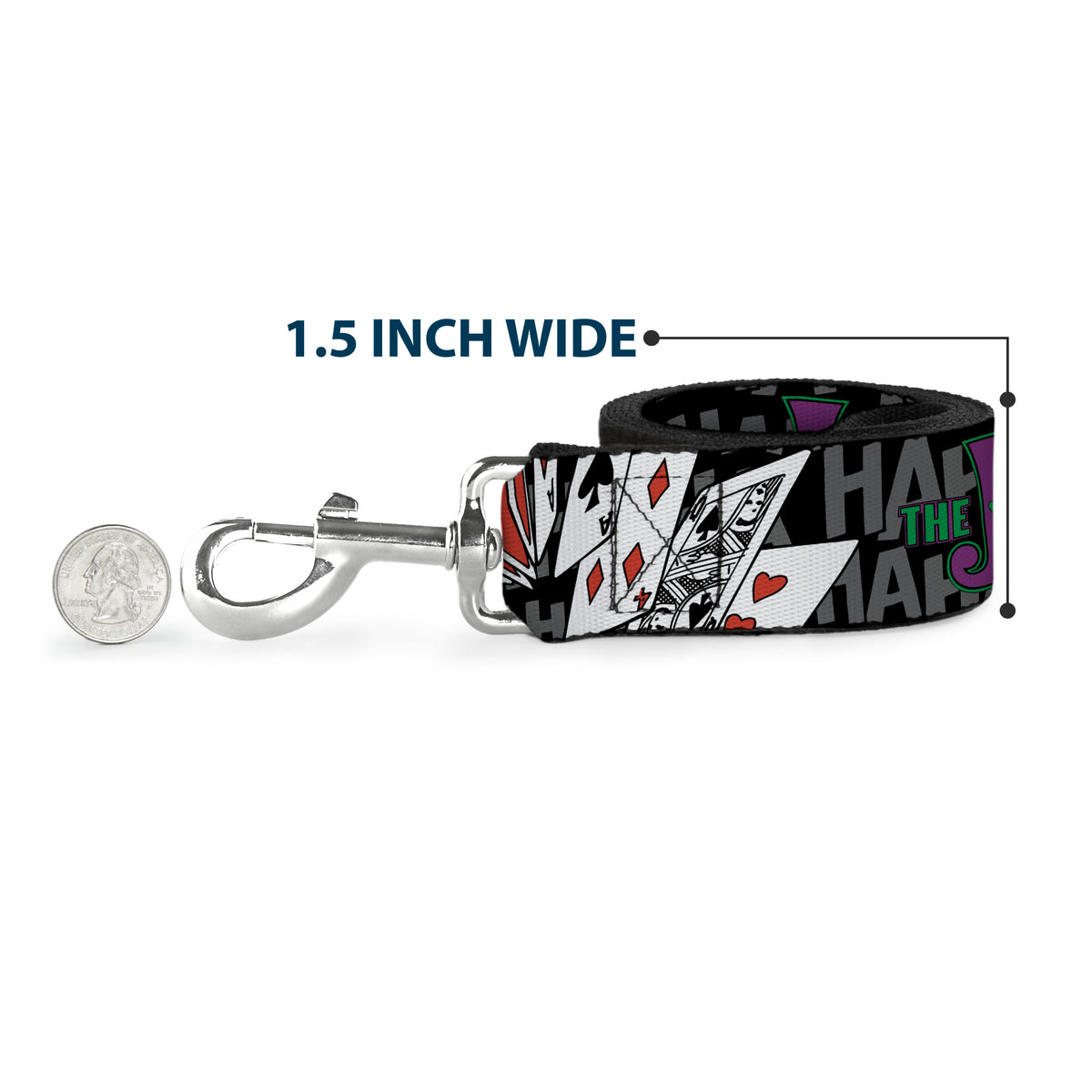 Dog Leash - The Joker Pose/Cards/HAHAHAHA Black/Gray Dog Leashes DC Comics