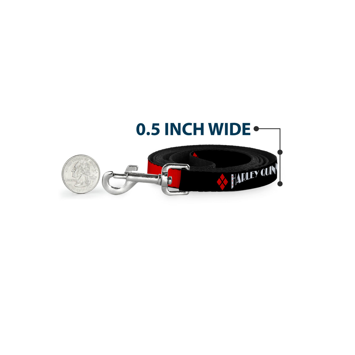 Dog Leash - HARLEY QUINN/Diamonds Black/Red/White Dog Leashes DC Comics
